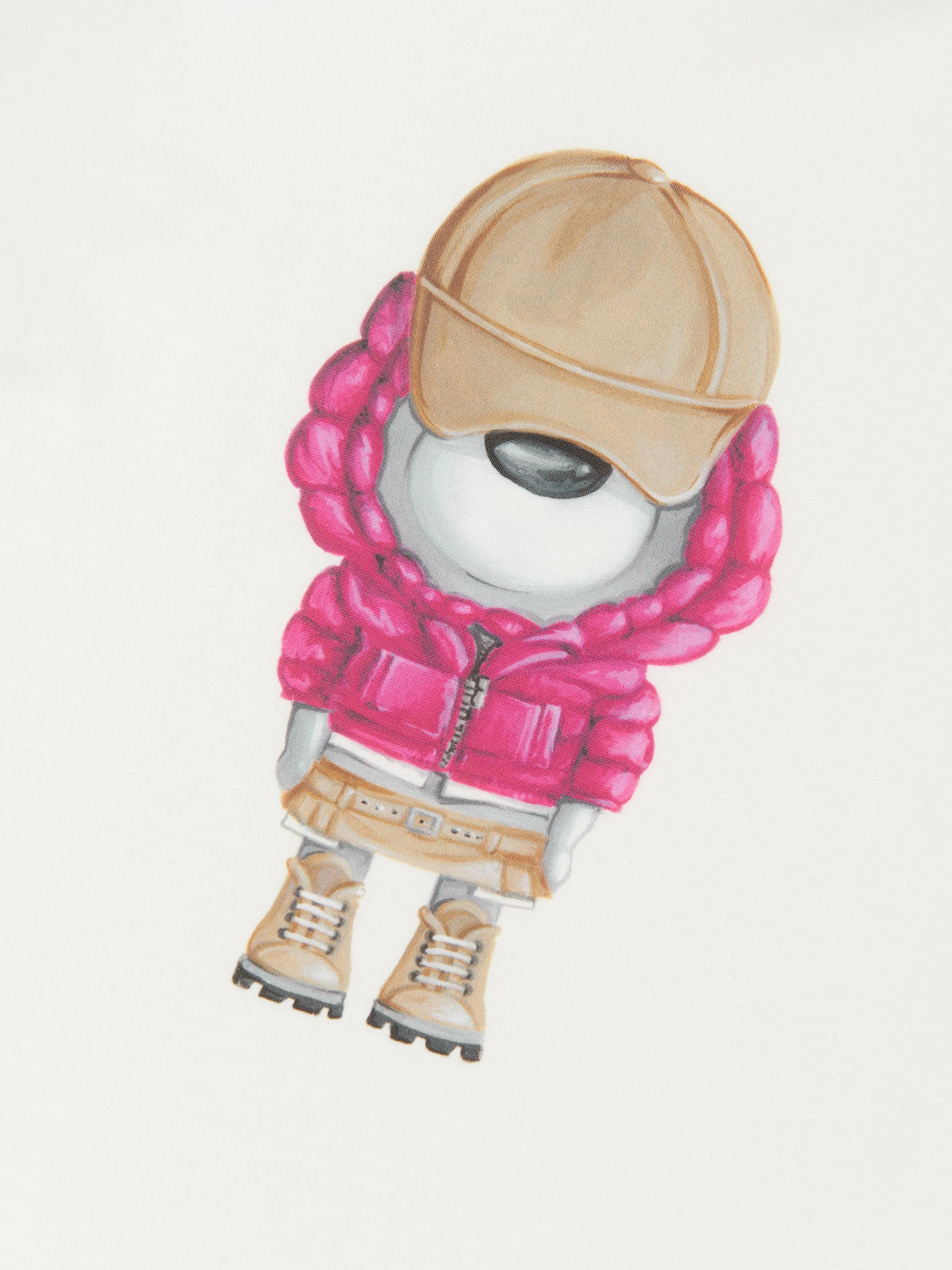 Moncler Enfant Mädchen T-Shirt mit Bärendruck in Weiß