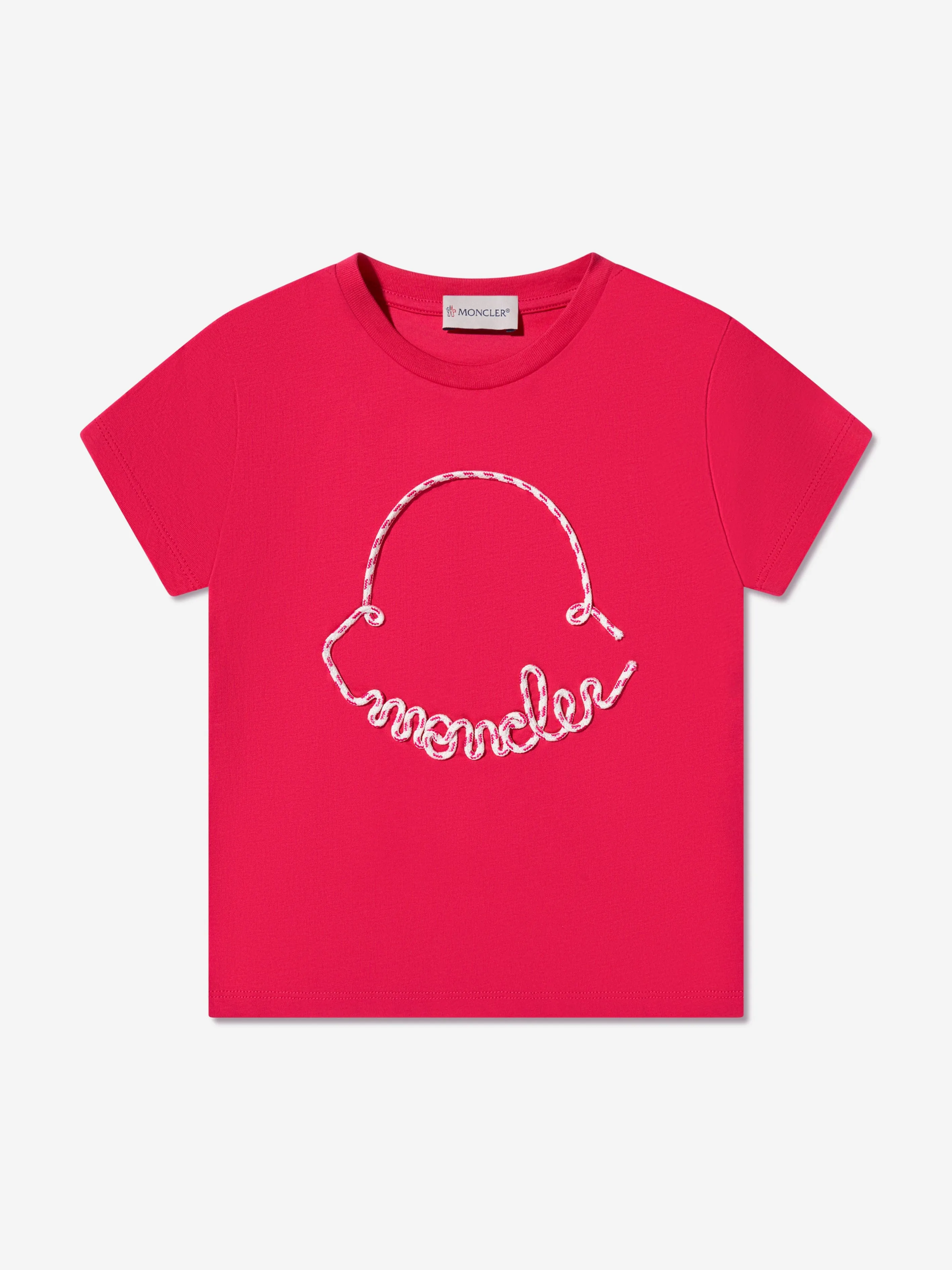 Moncler Enfant Mädchen Sticklogo T-Shirt in Rot