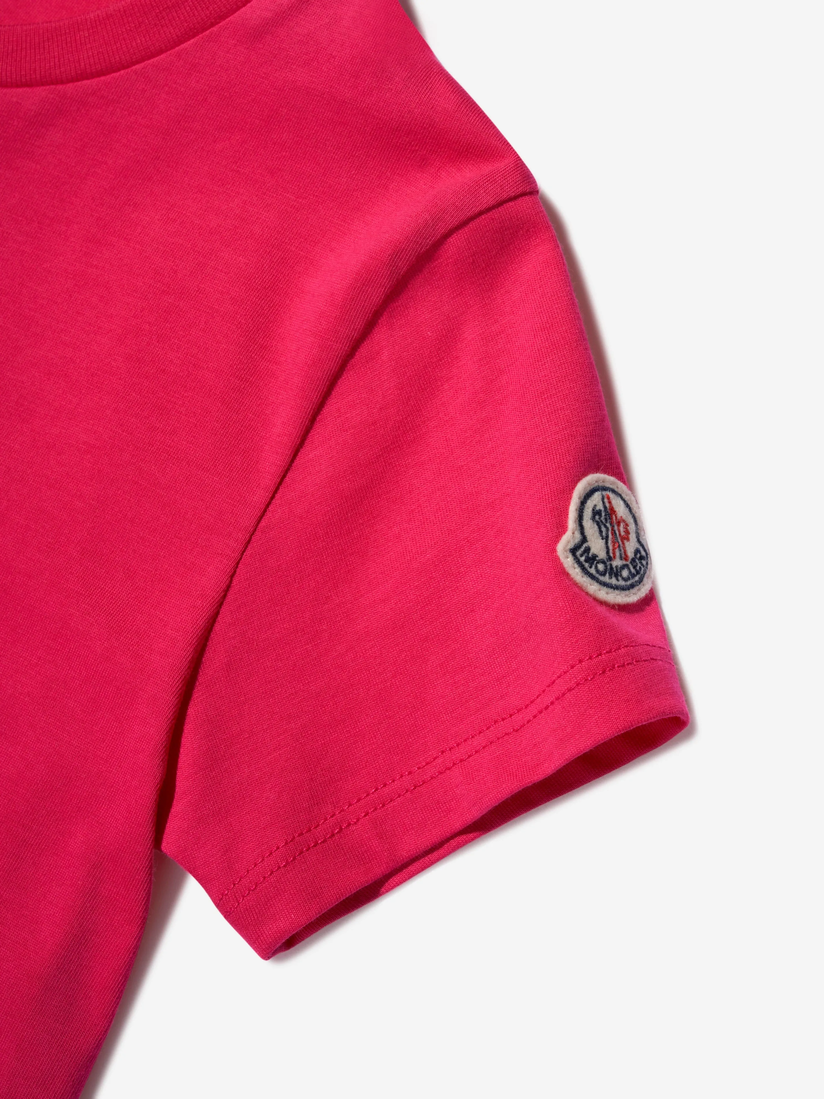 Moncler Enfant Mädchen Sticklogo T-Shirt in Rot