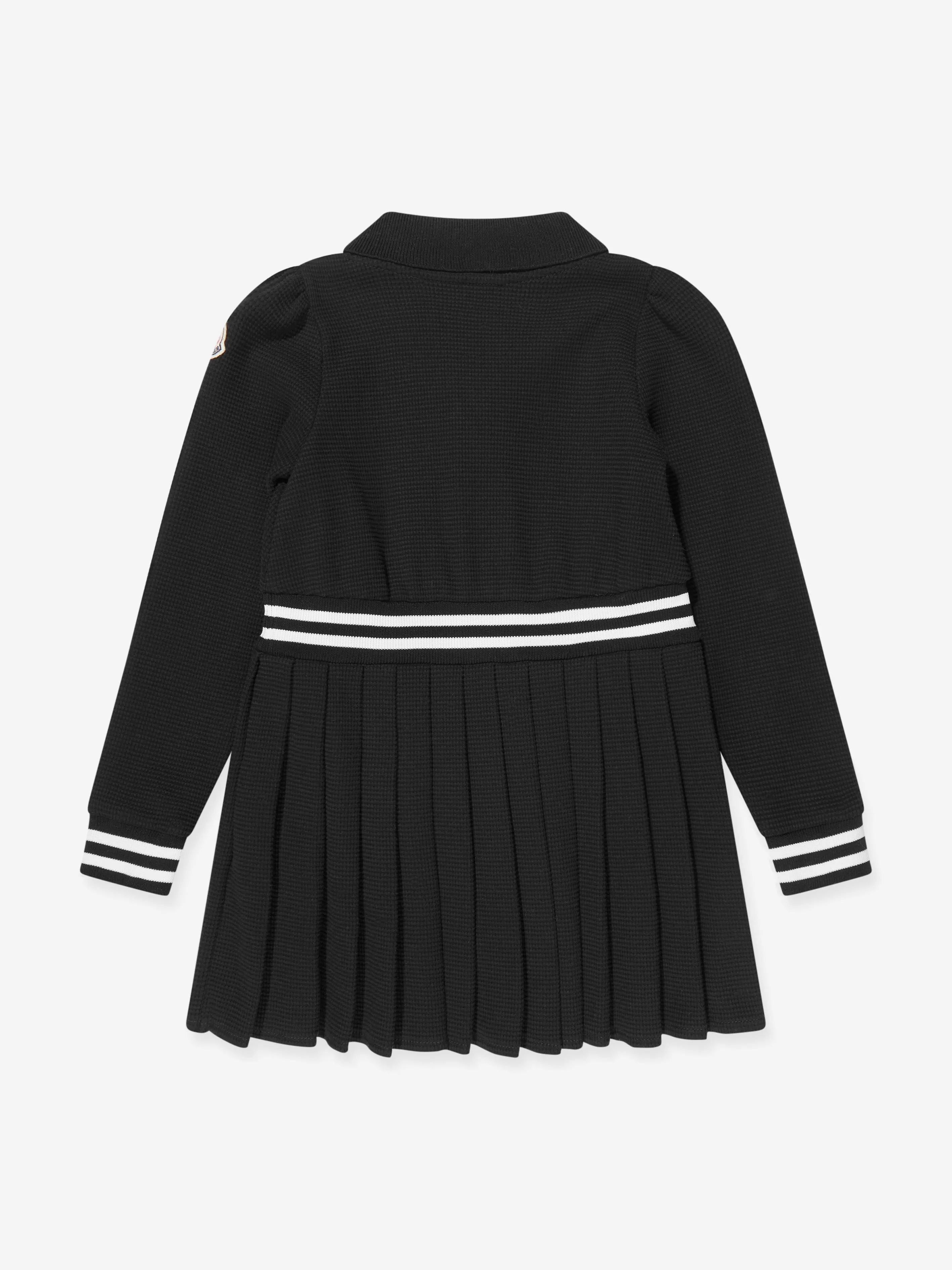 Moncler Enfant Mädchen Halbzip-Pleated-Kleid in Schwarz