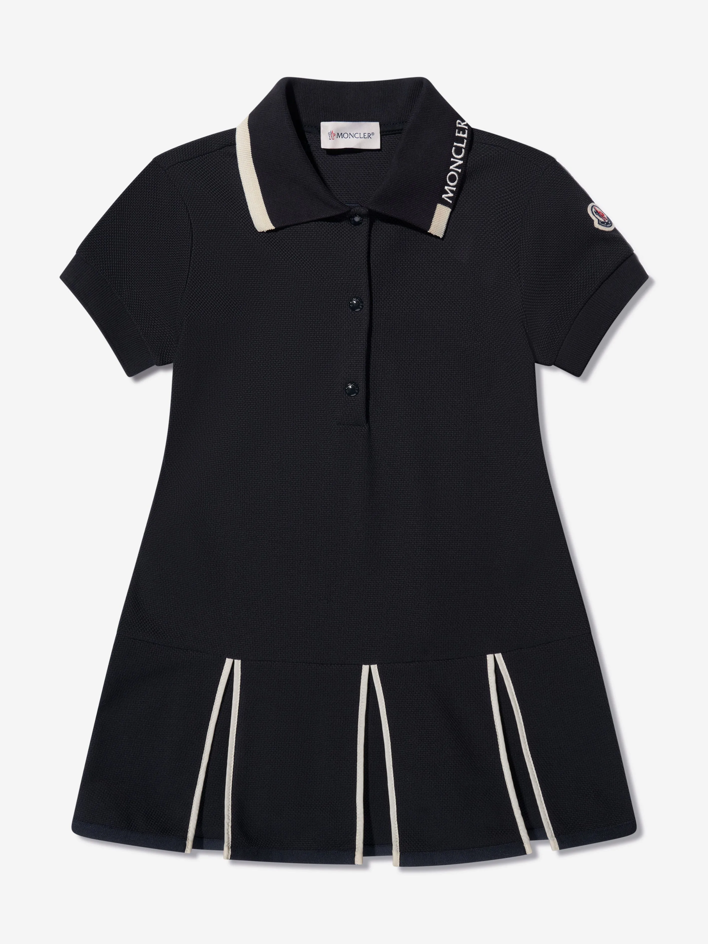 Moncler Enfant Mädchen Logo Polo-Kleid in Marine