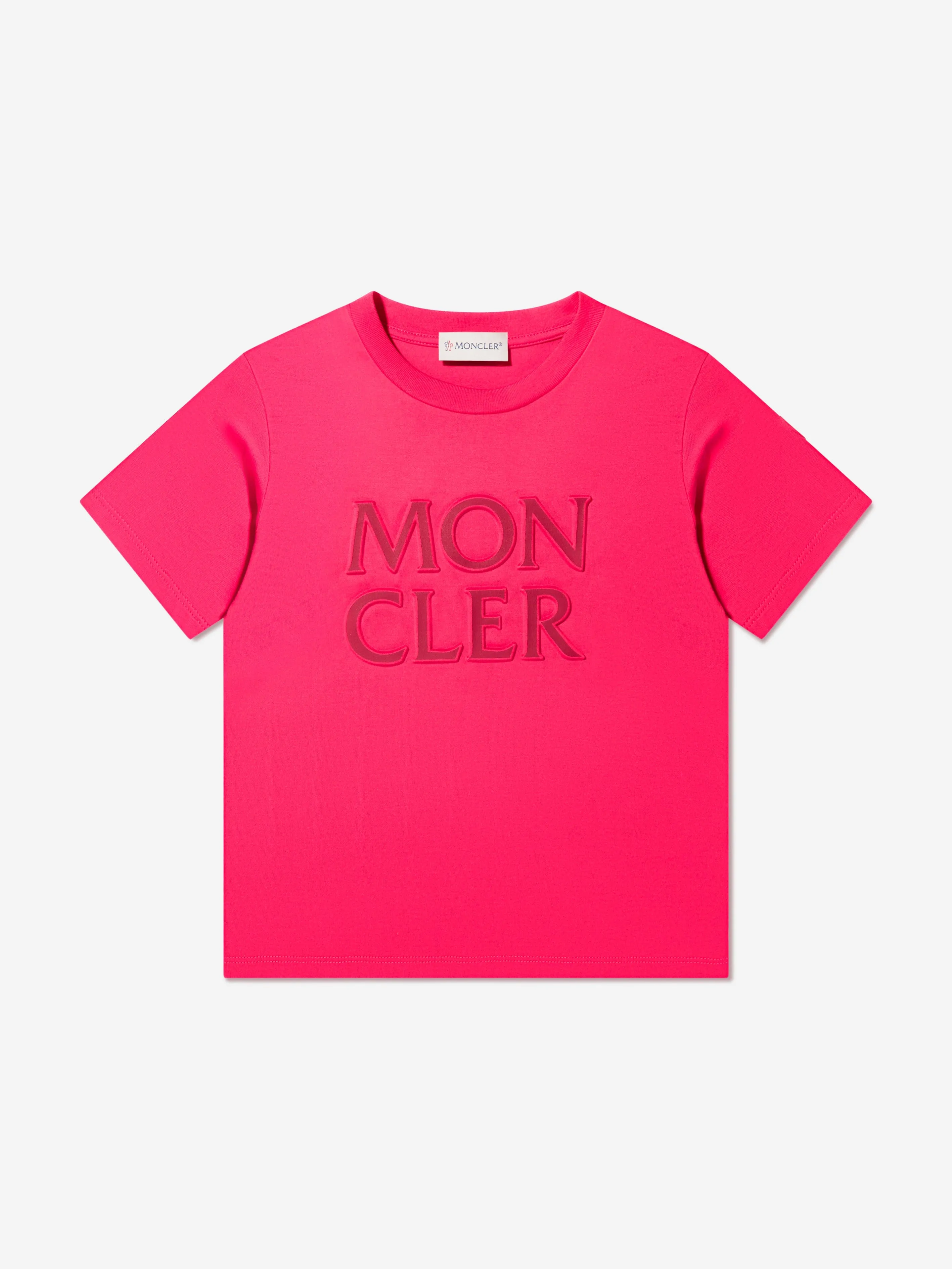 Moncler Enfant Mädchen Logo Print T-Shirt in Rosa