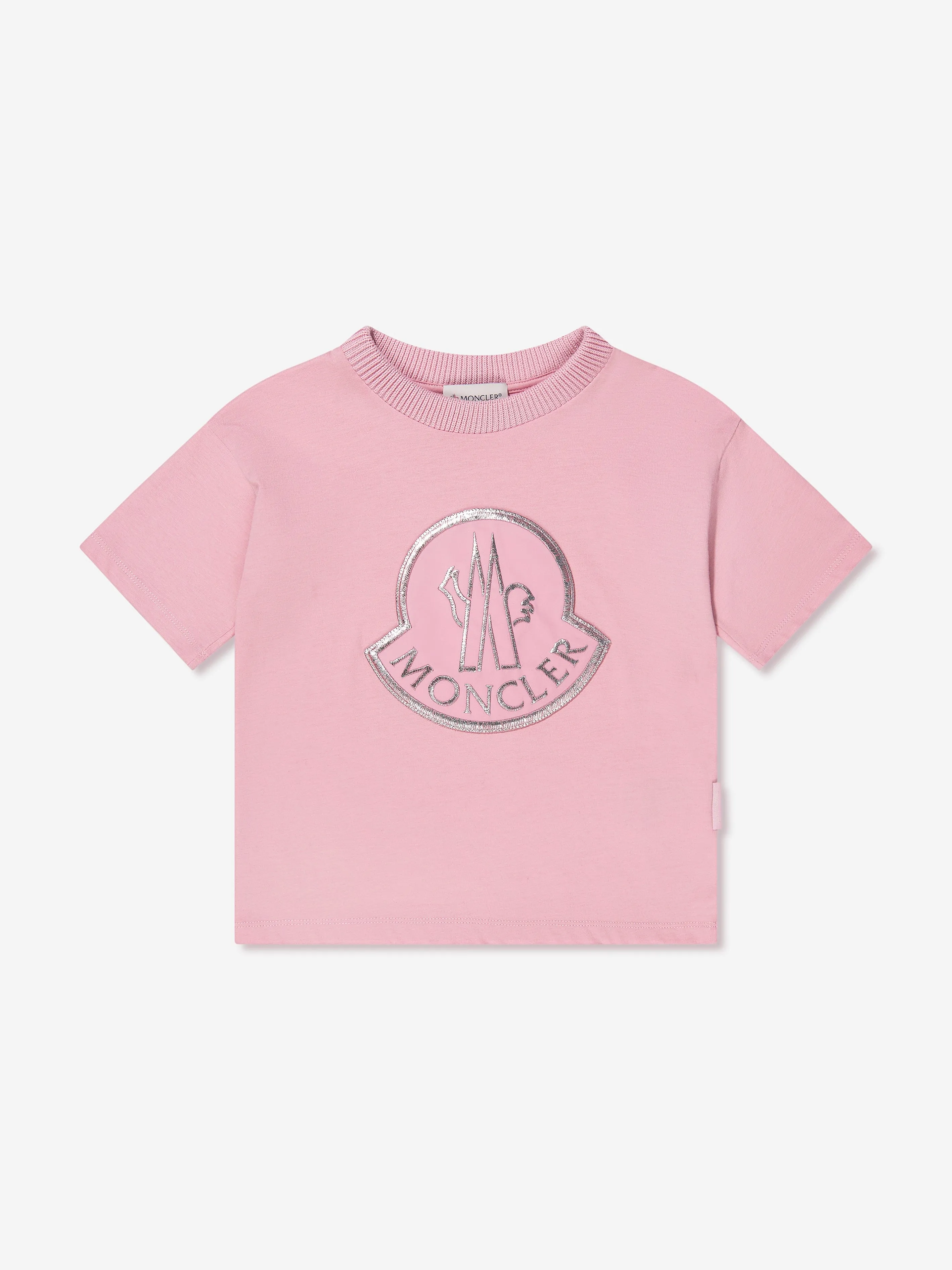 Moncler Enfant Mädchen Logo Print T-Shirt in Rosa