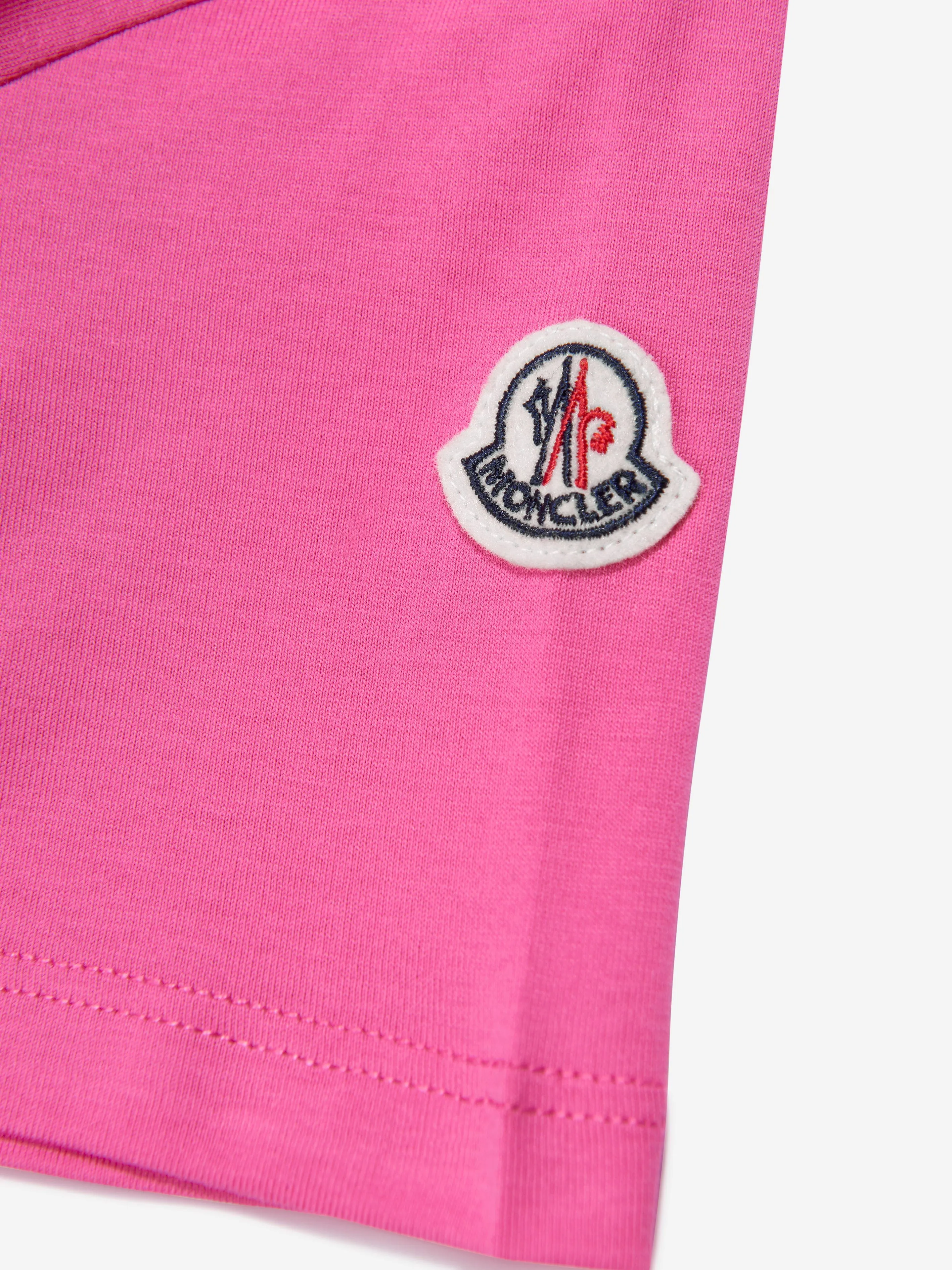Moncler Enfant Mädchen Logo Print T-Shirt in Rosa