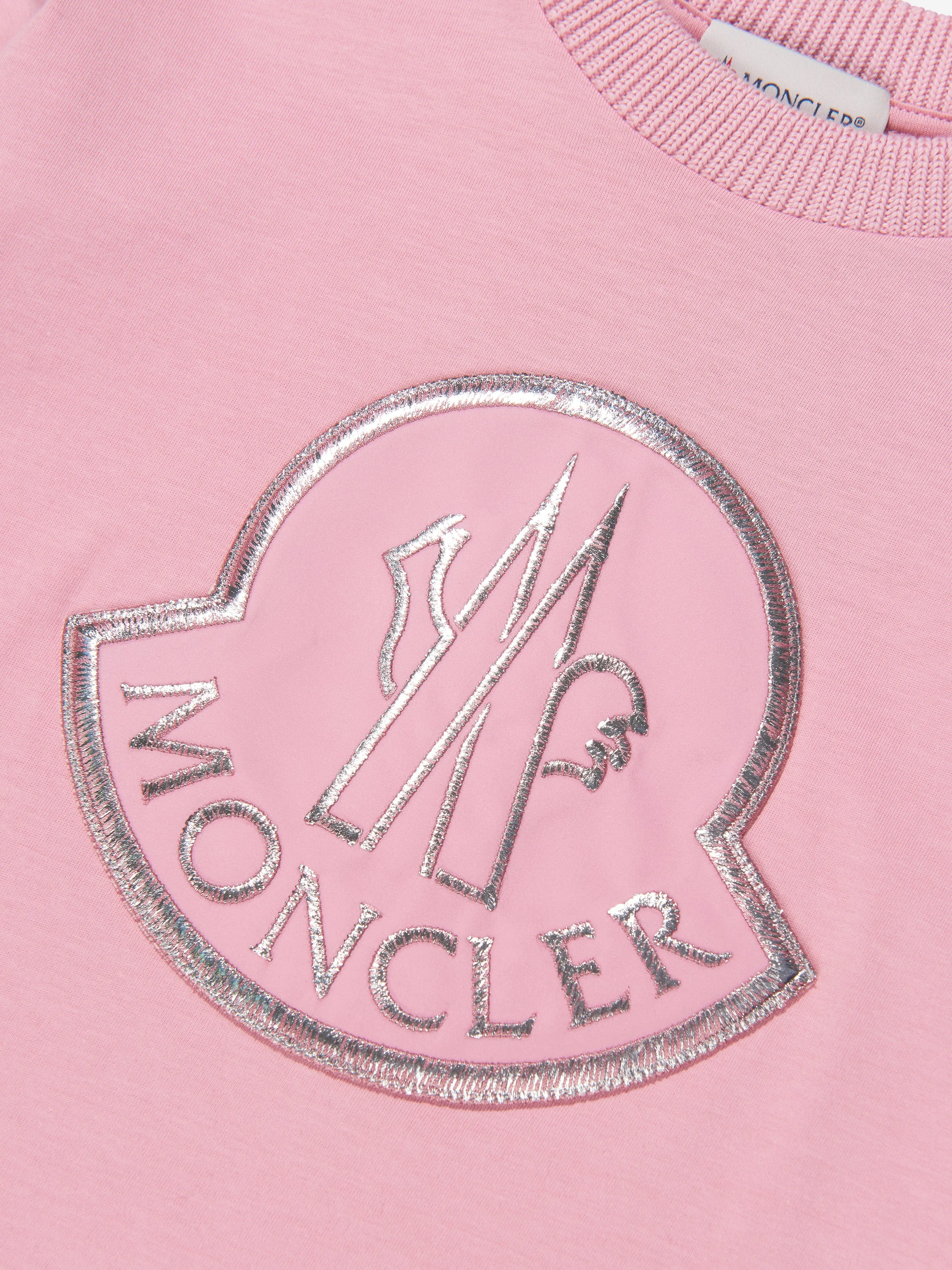 Moncler Enfant Mädchen Logo Print T-Shirt in Rosa