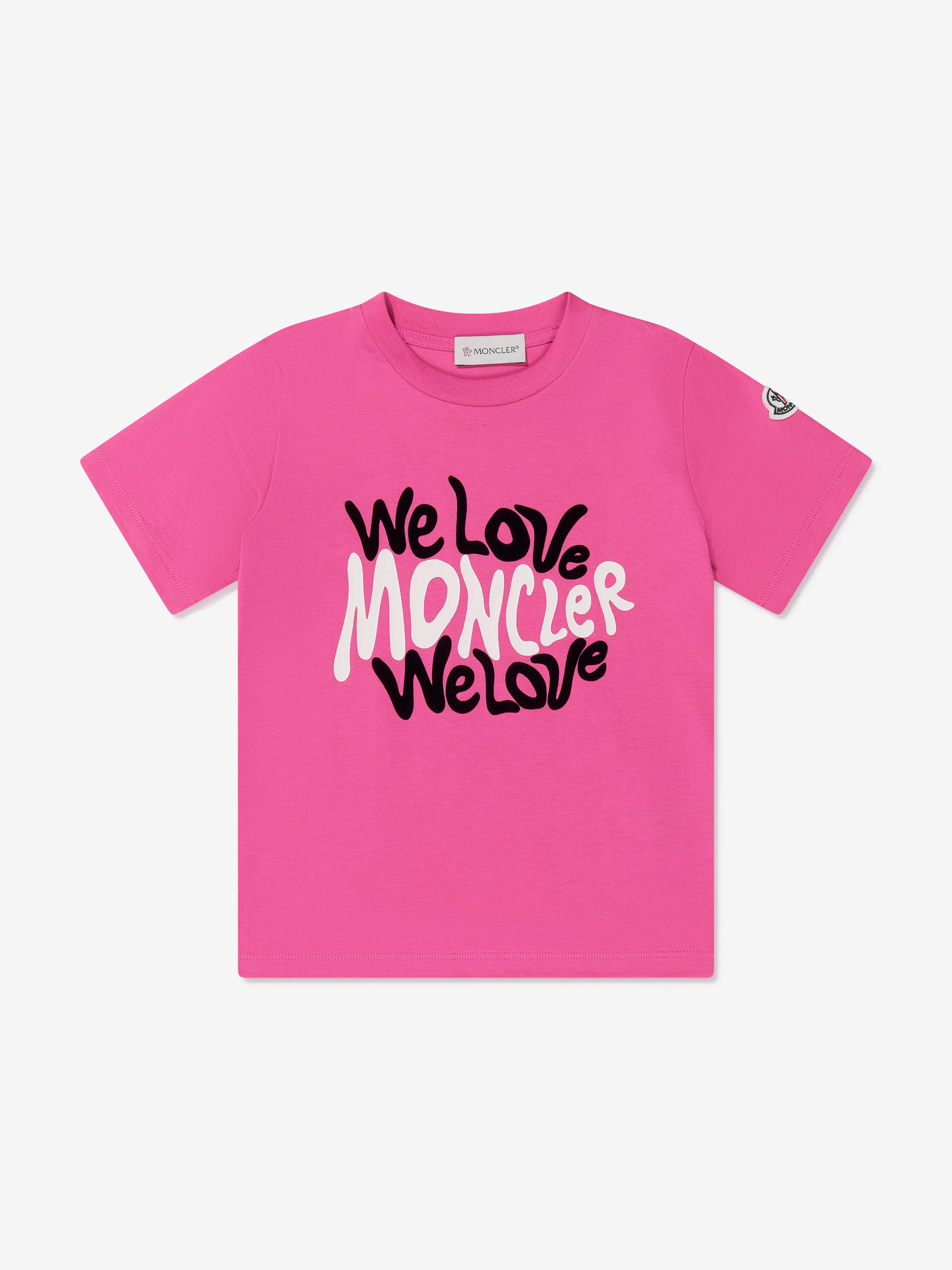 Moncler Enfant Mädchen Logo Print T-Shirt in Rosa
