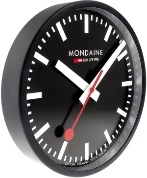 Mondaine Uhren Mondaine Wanduhr Schwarz Rahmen 25cm Uhr