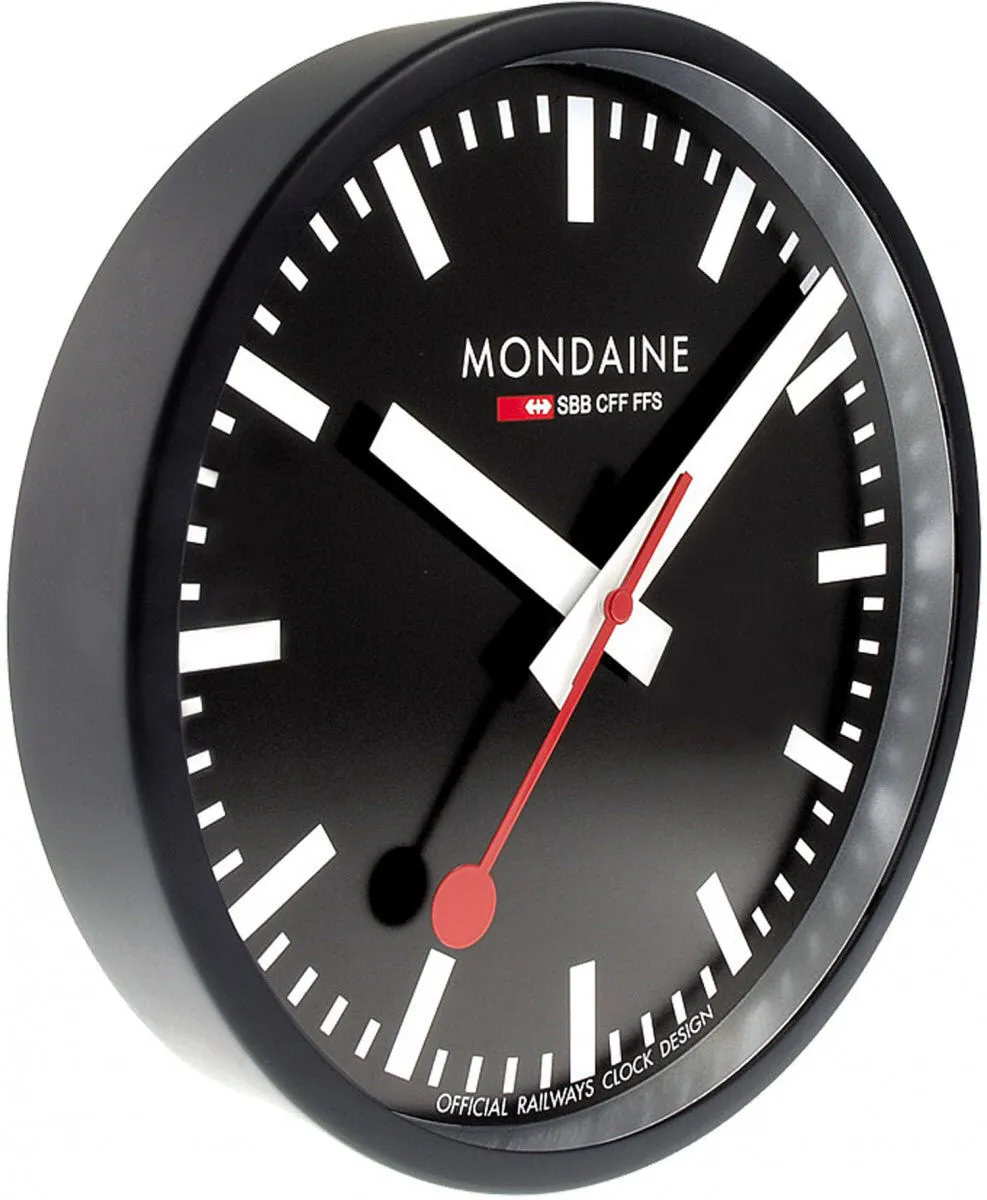 Mondaine Uhren Mondaine Wanduhr Schwarz Rahmen 25cm Uhr