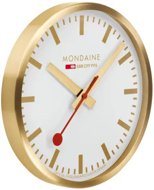 Mondaine Uhren Mondaine Wanduhr Gebürstetes Gold 40cm Uhr