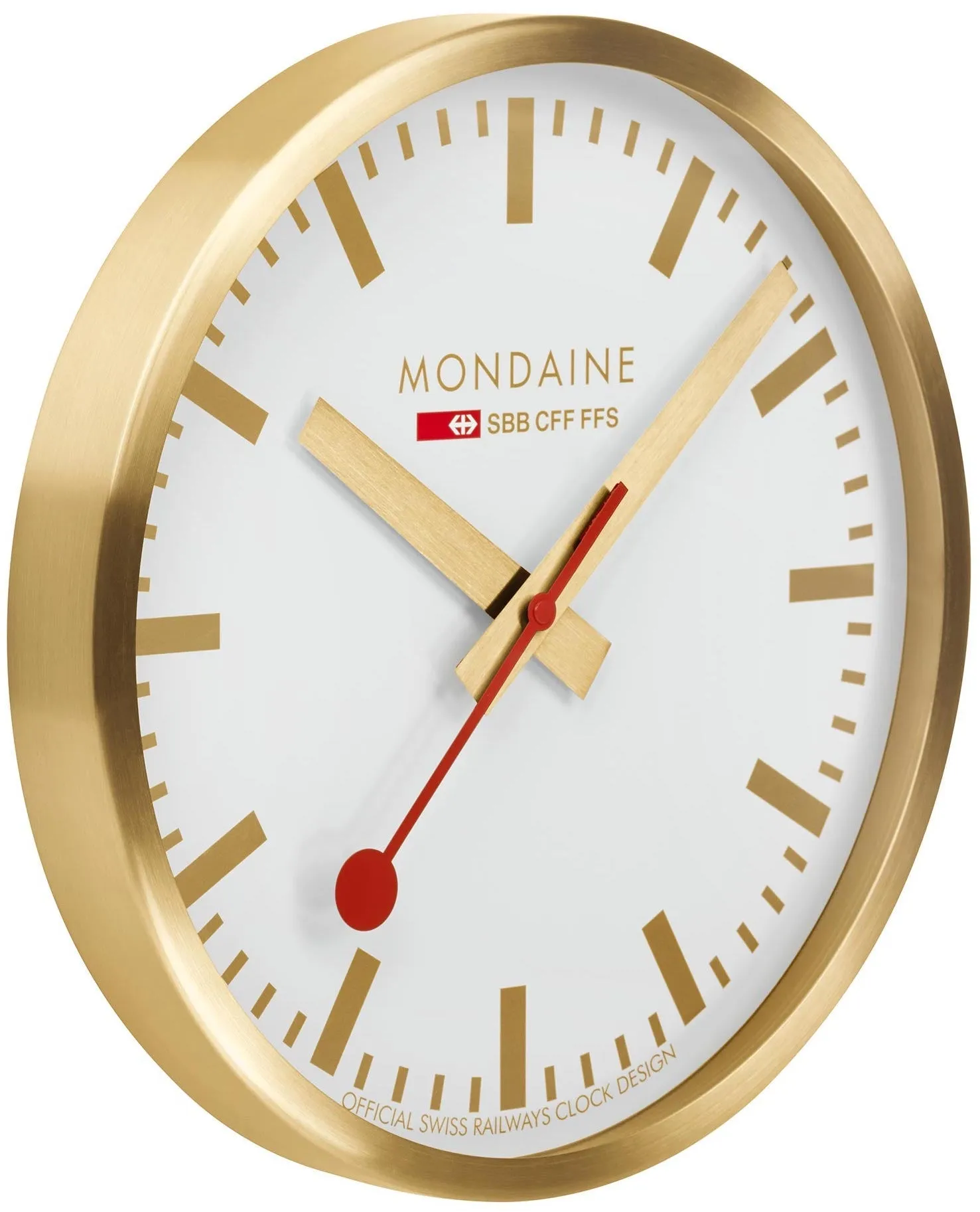 Mondaine Uhren Mondaine Wanduhr Gebürstetes Gold 40cm Uhr