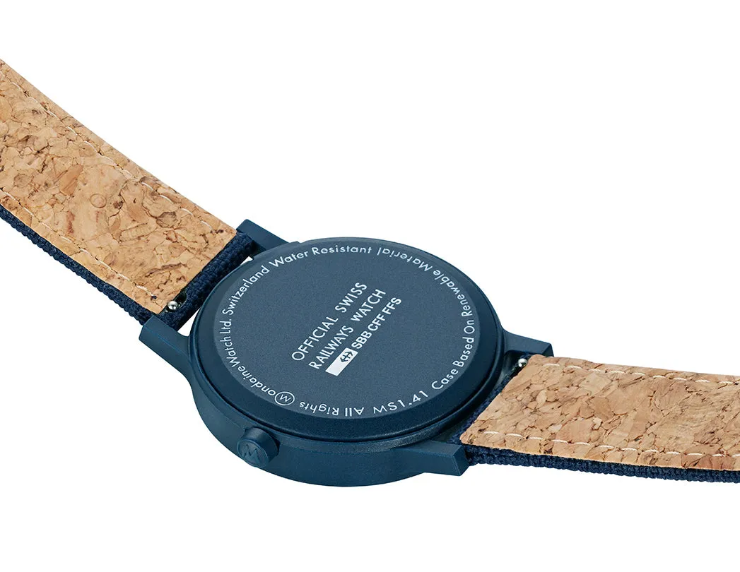 Mondaine Uhren Mondaine Essence Tiefes Ozeanblau Textil-Armbanduhr
