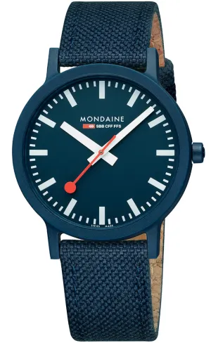 Mondaine Uhren Mondaine Essence Tiefes Ozeanblau Textil-Armbanduhr