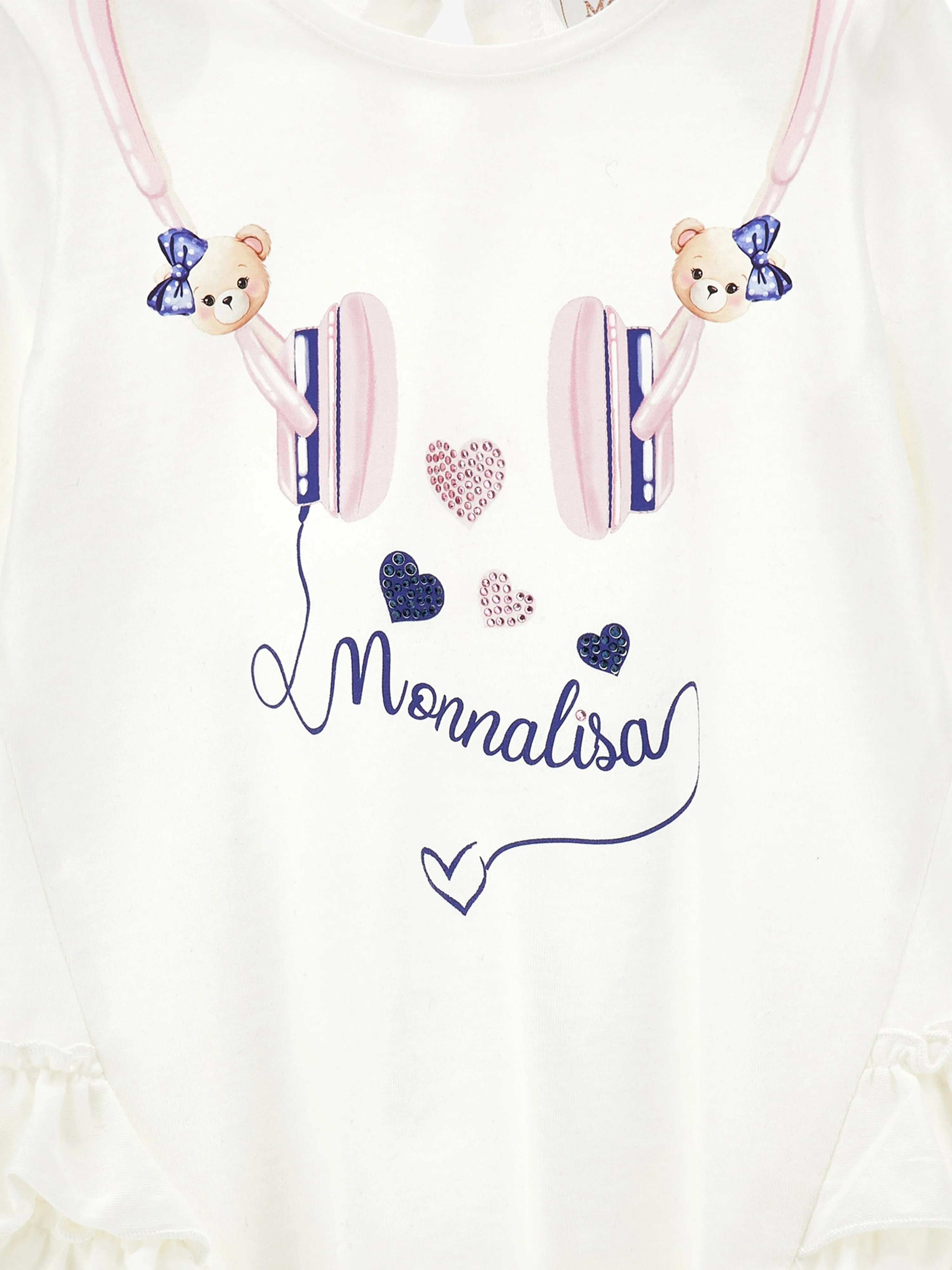 Monnalisa Baby Mädchen Kopfhörer Maxi T-Shirt in Weiß