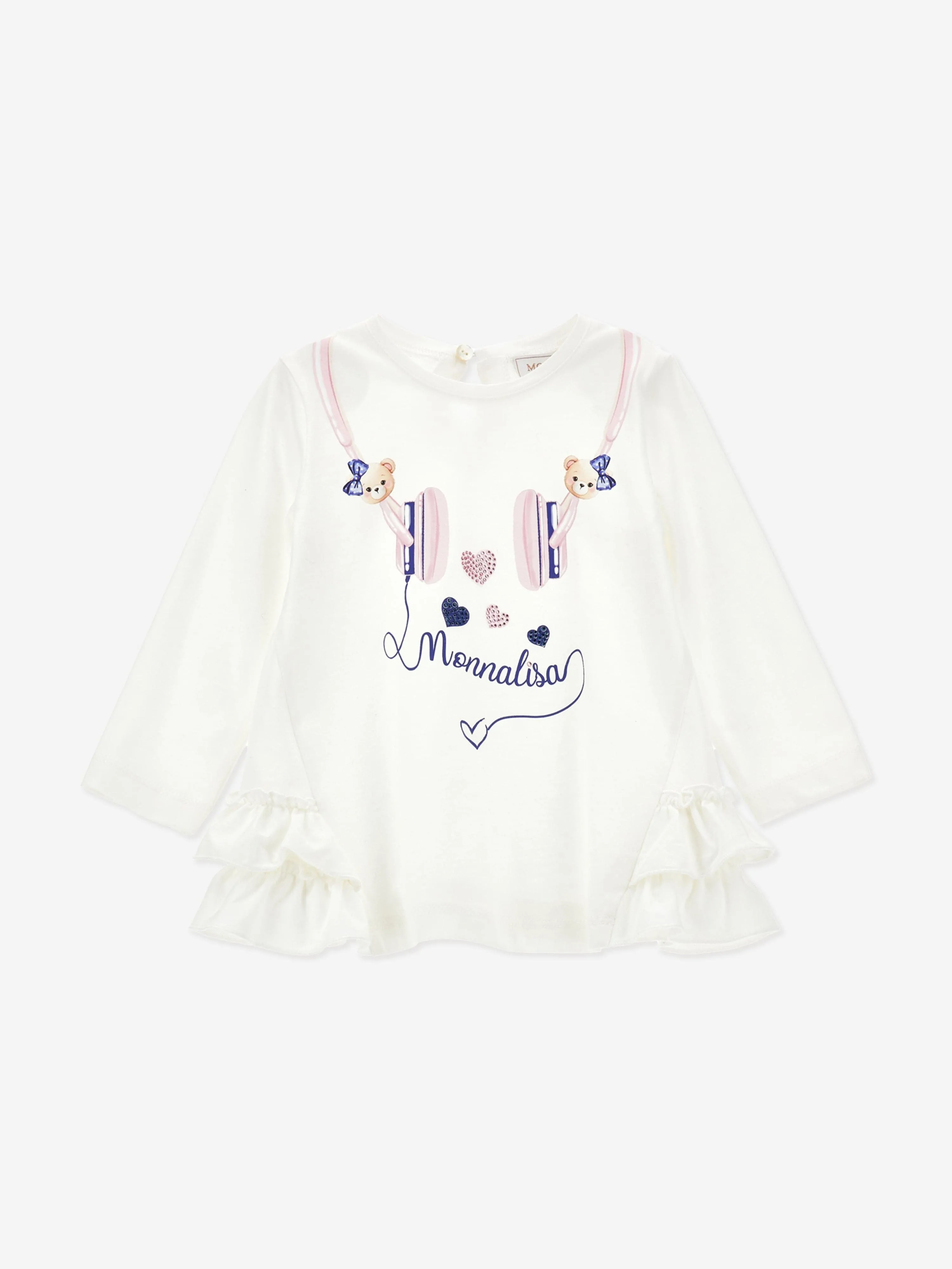 Monnalisa Baby Mädchen Kopfhörer Maxi T-Shirt in Weiß