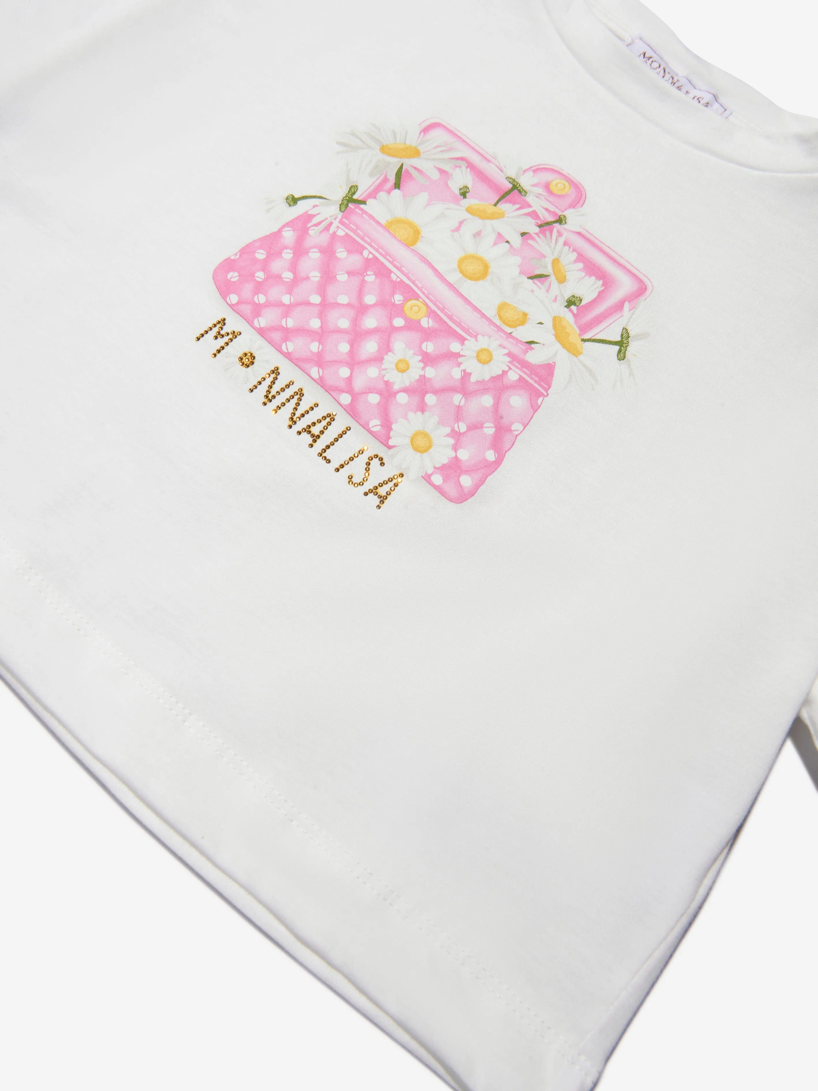 Monnalisa Mädchen Baumwoll-Jersey Gänseblümchen Geldbörse T-Shirt