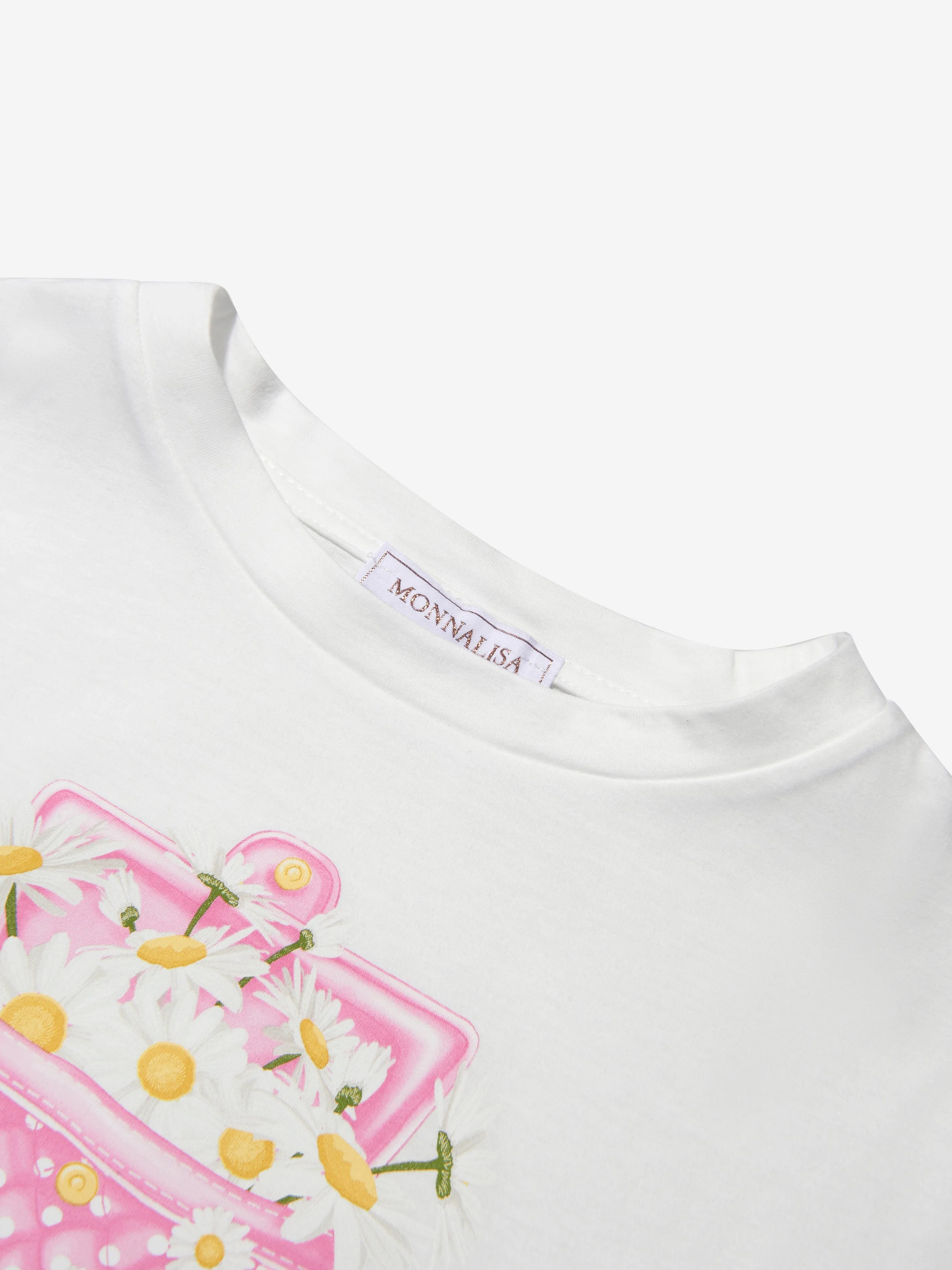 Monnalisa Mädchen Baumwoll-Jersey Gänseblümchen Geldbörse T-Shirt