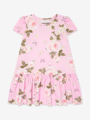Monnalisa Mädchen Daisy Jersey-Kleid in Rosa