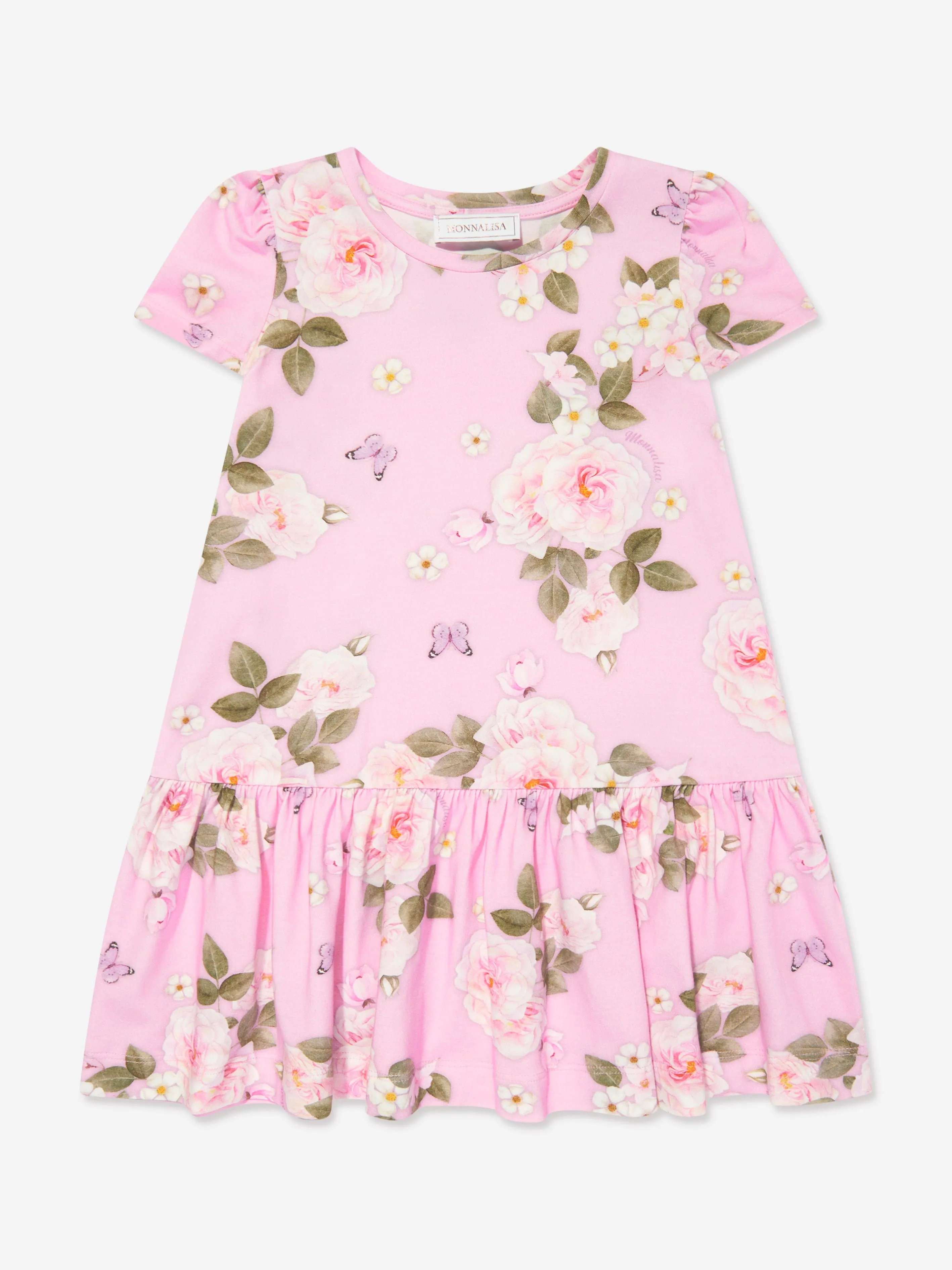 Monnalisa Mädchen Daisy Jersey-Kleid in Rosa