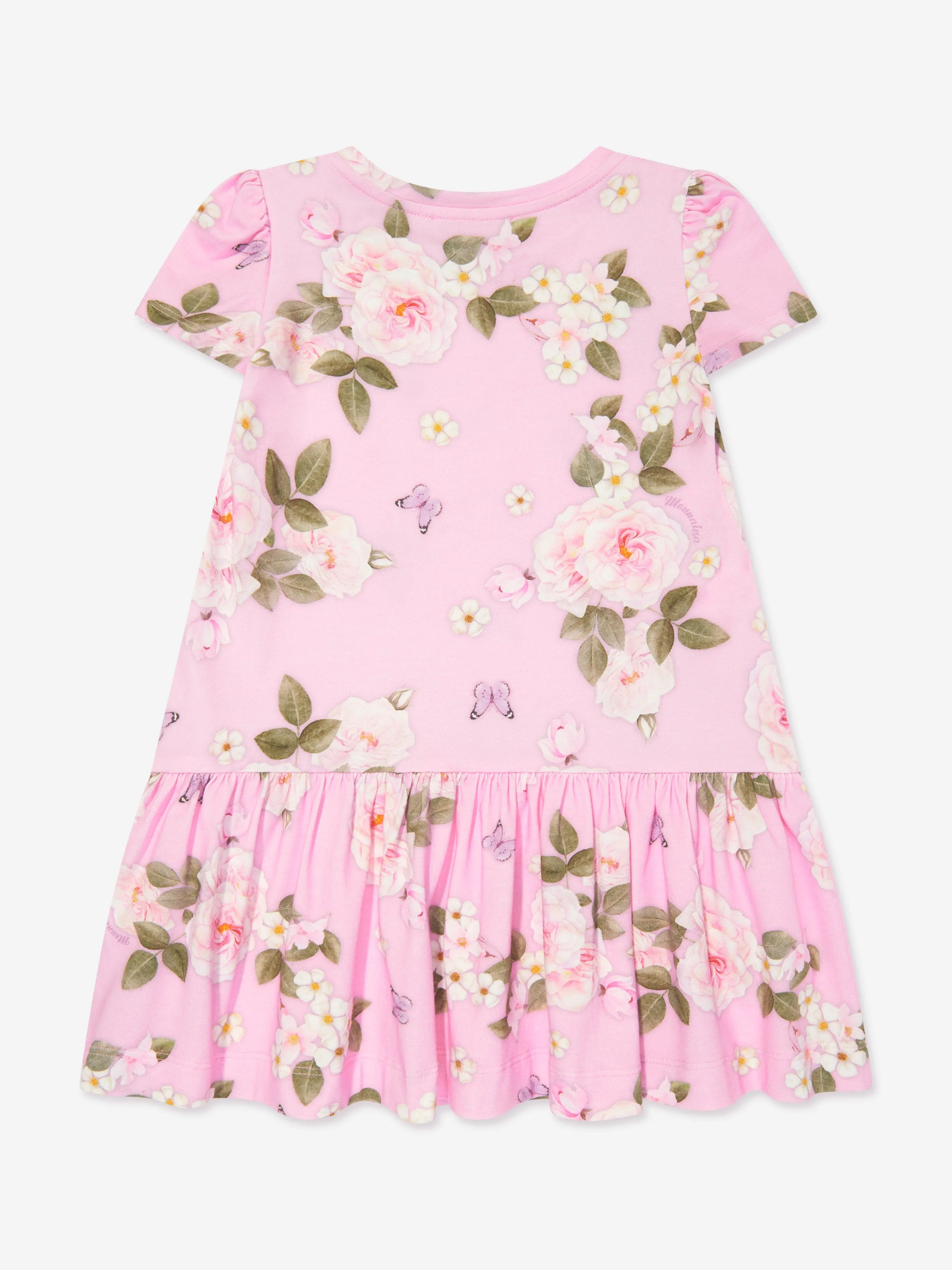 Monnalisa Mädchen Daisy Jersey-Kleid in Rosa