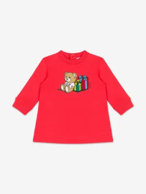 Moschino Baby Mädchen Bären Pullover Kleid in Rot