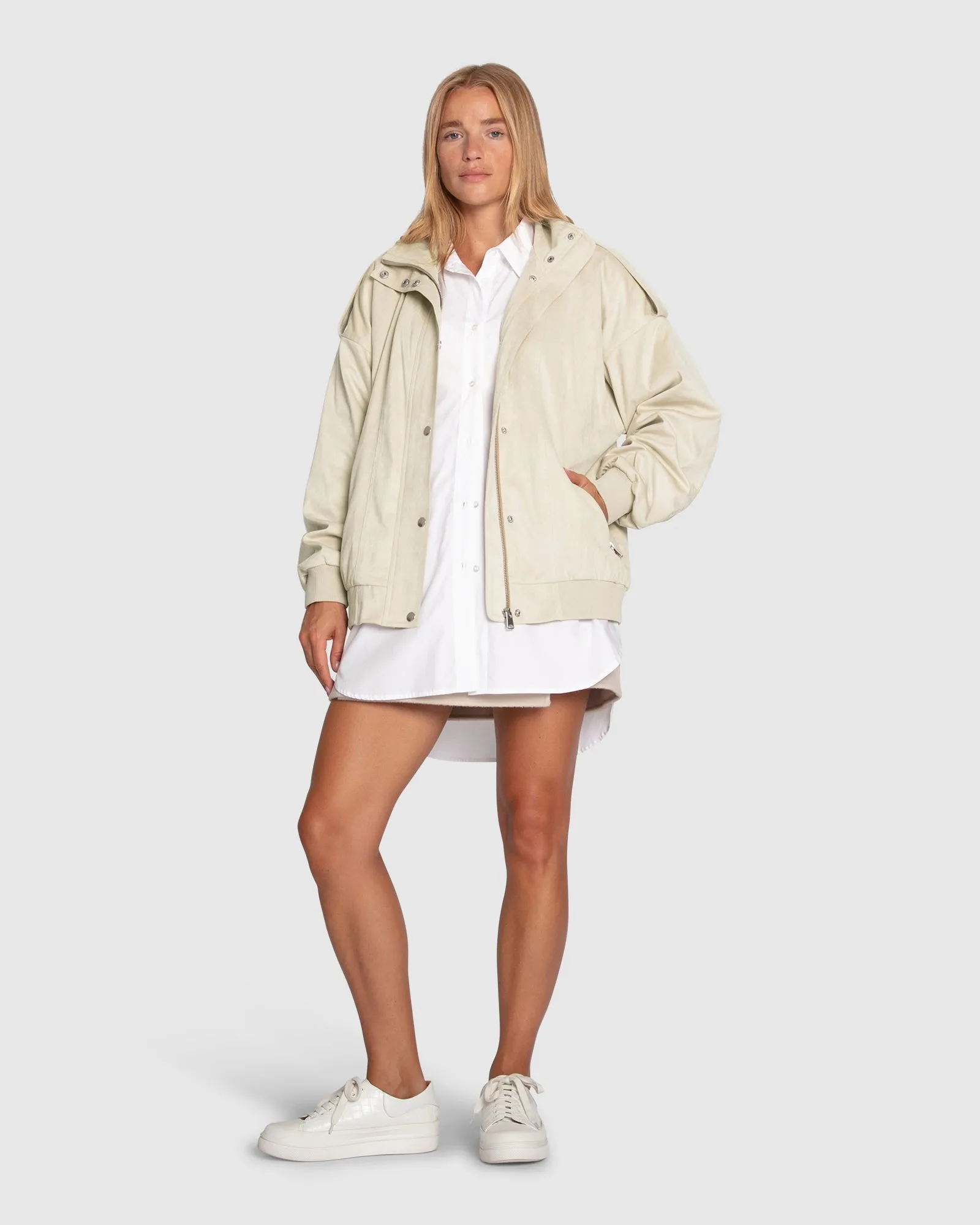 Most Wanted Wildleder Bomberjacke - Creme