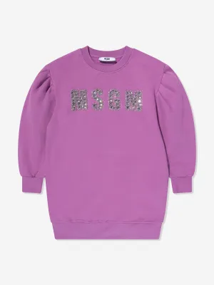 MSGM Mädchen Logo Strickkleid in Lila