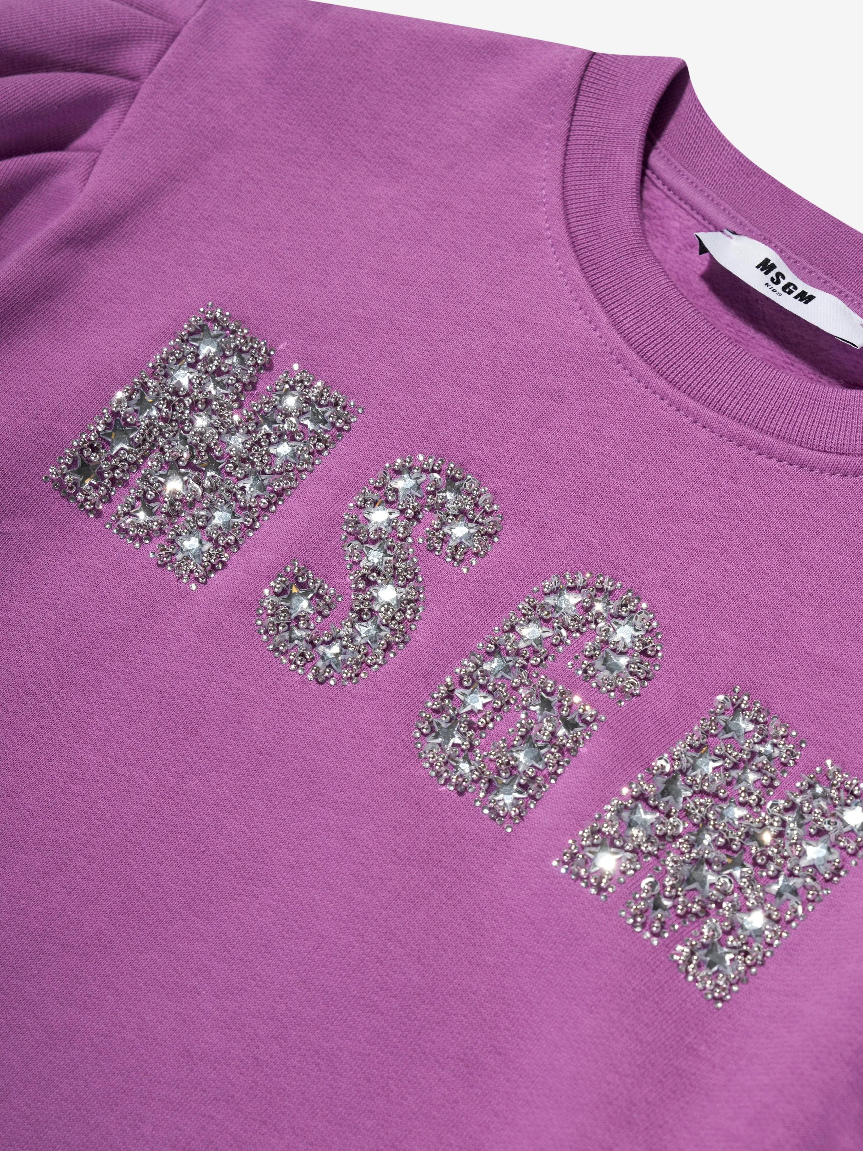 MSGM Mädchen Logo Strickkleid in Lila