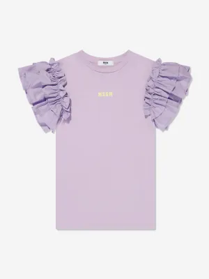 MSGM Mädchen Rüschenärmel T-Shirt-Kleid in Lila