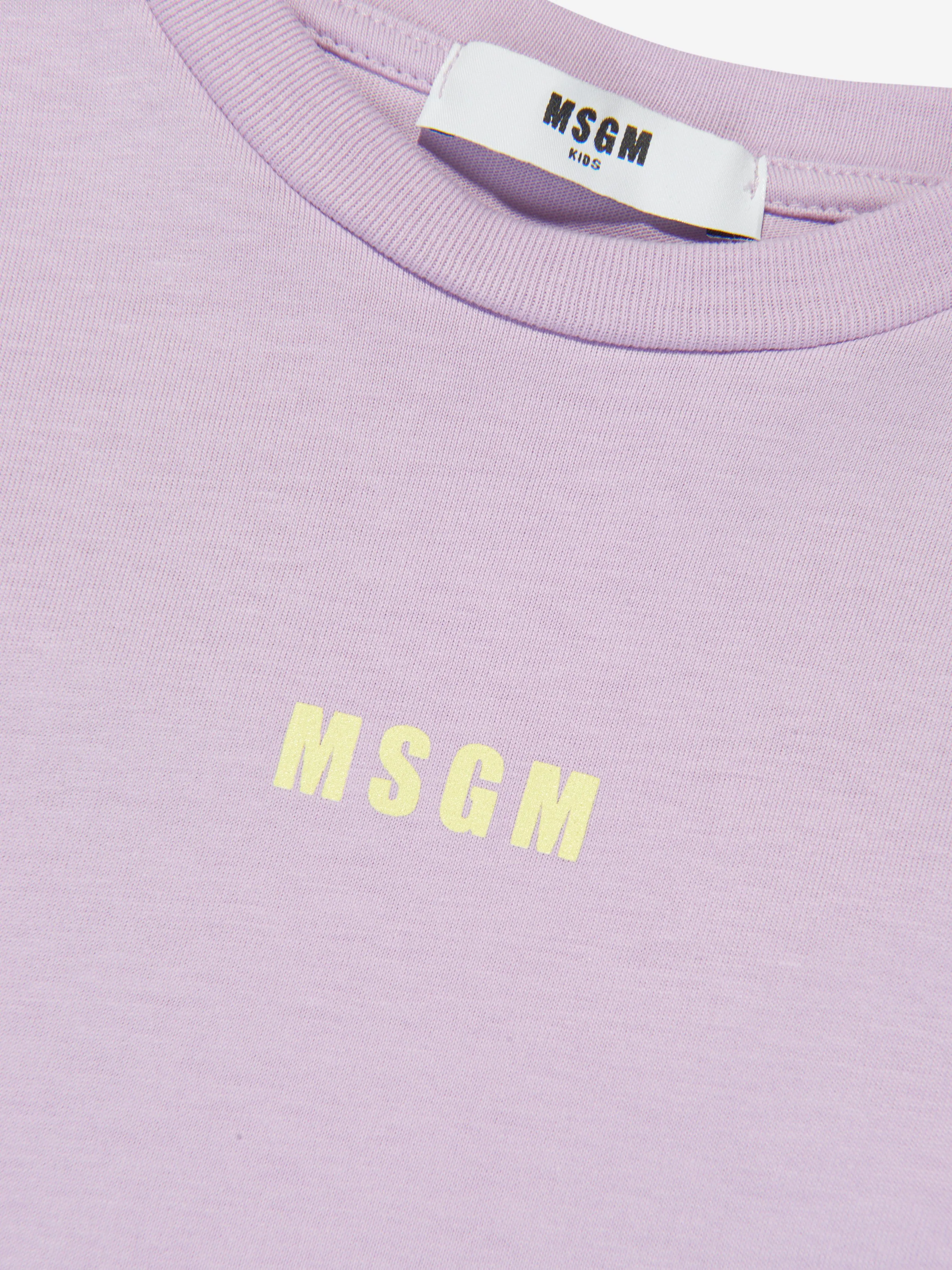 MSGM Mädchen Rüschenärmel T-Shirt-Kleid in Lila