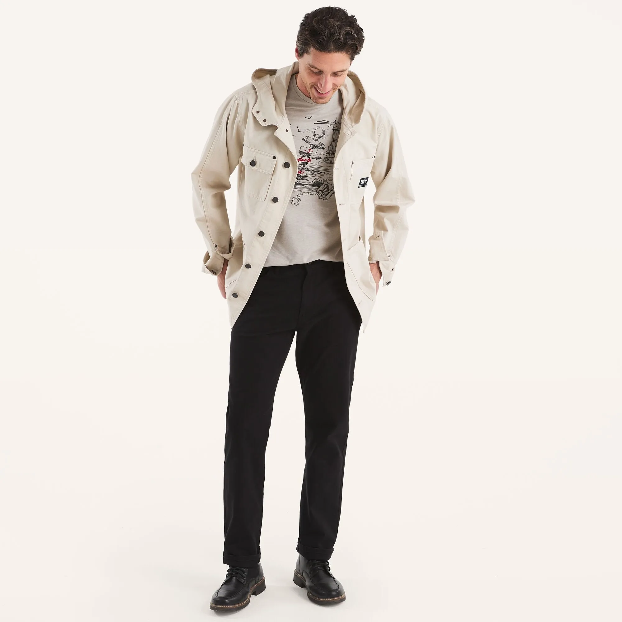 Nautica Herren Hose mit gerader Passform und Stretch