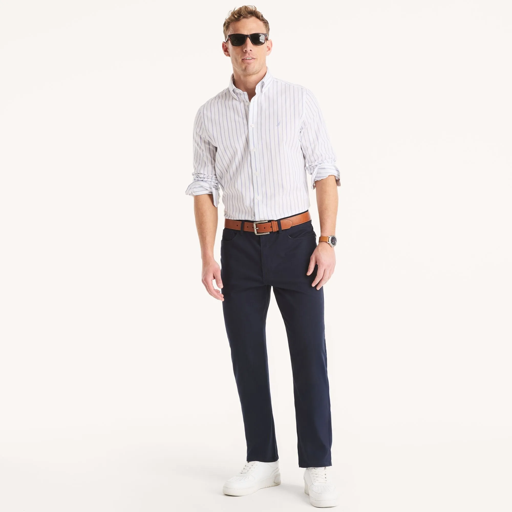 Nautica Herren Hose mit gerader Passform und Stretch