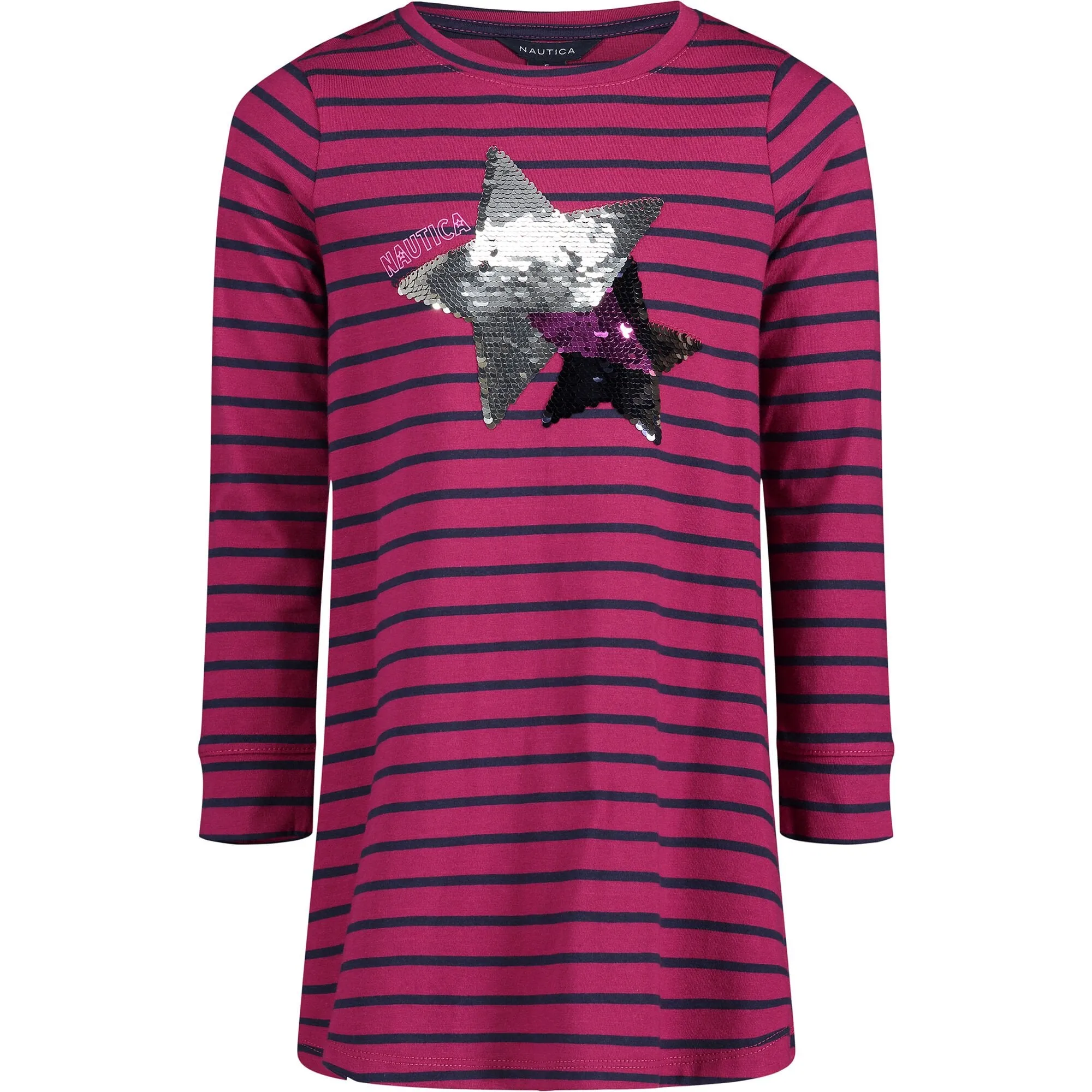 Nautica Kleid mit Sternen-Pailletten und Rüschen für Kleinkinder (2T-4T) Staubiges Rosa Nautica