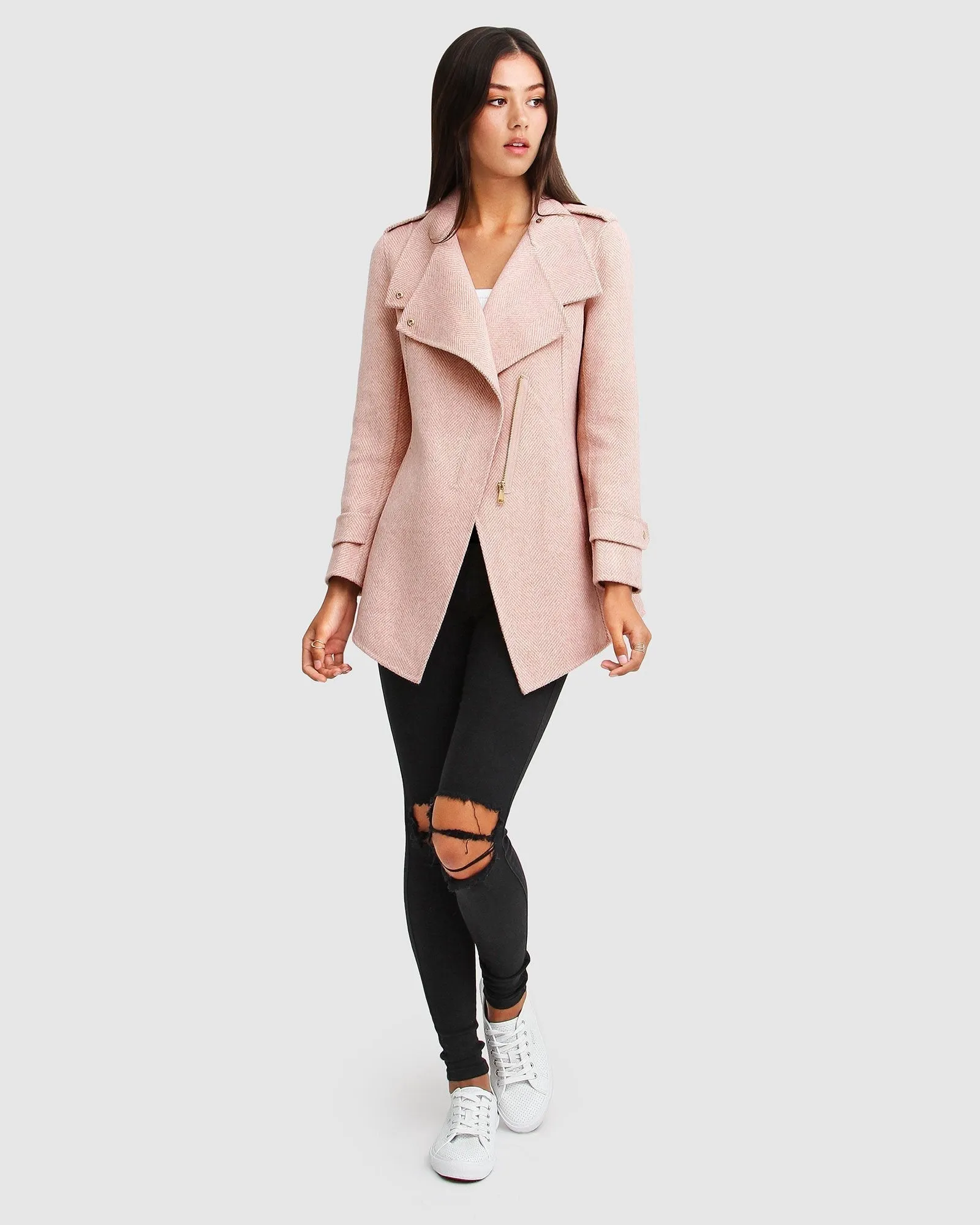 NEW FIT Bad Girl Woll-Mix Moto-Mantel - Rosé
