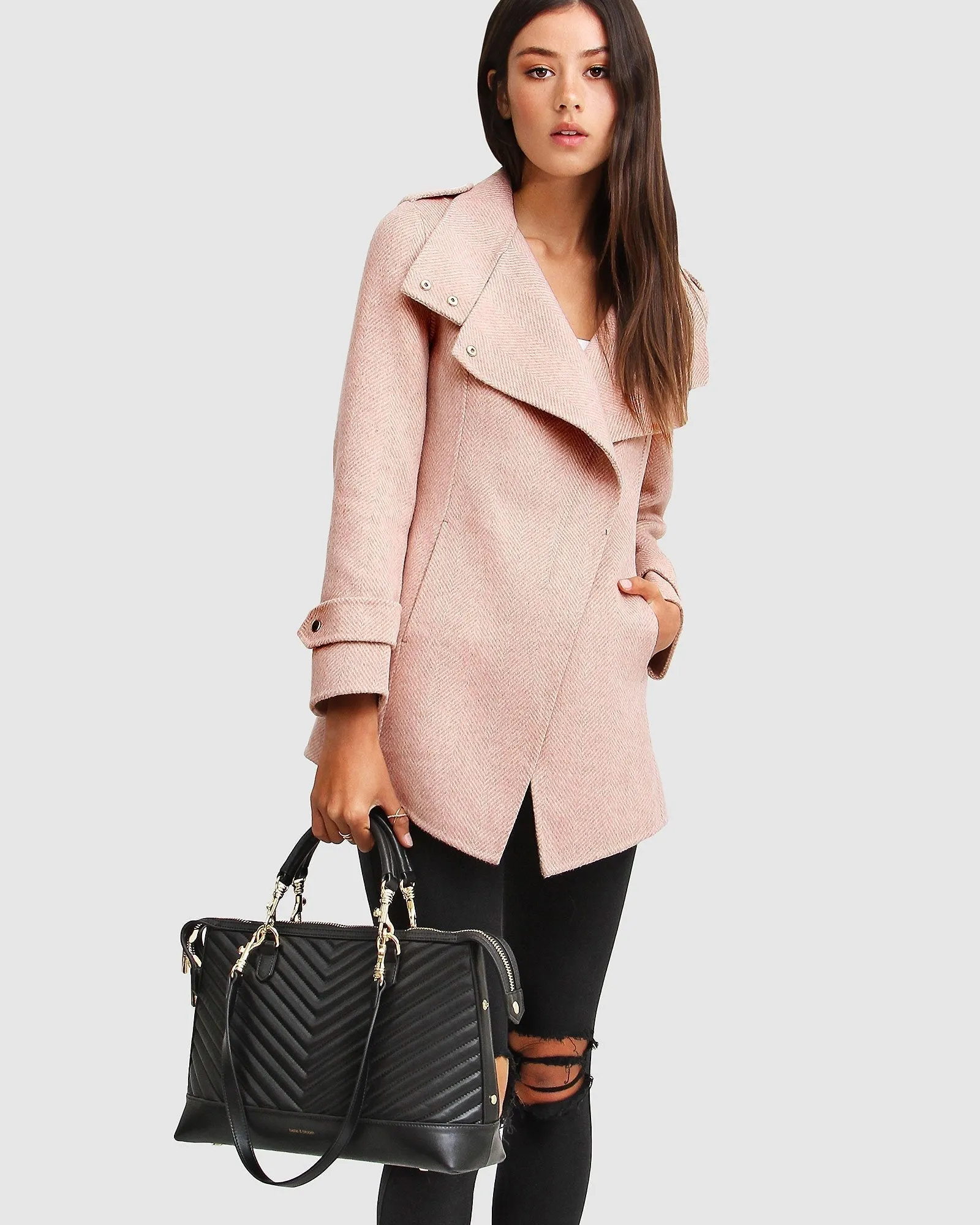 NEW FIT Bad Girl Woll-Mix Moto-Mantel - Rosé