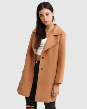 NEW FIT Ex-Boyfriend Wollmischung Übergröße Jacke - Kamel