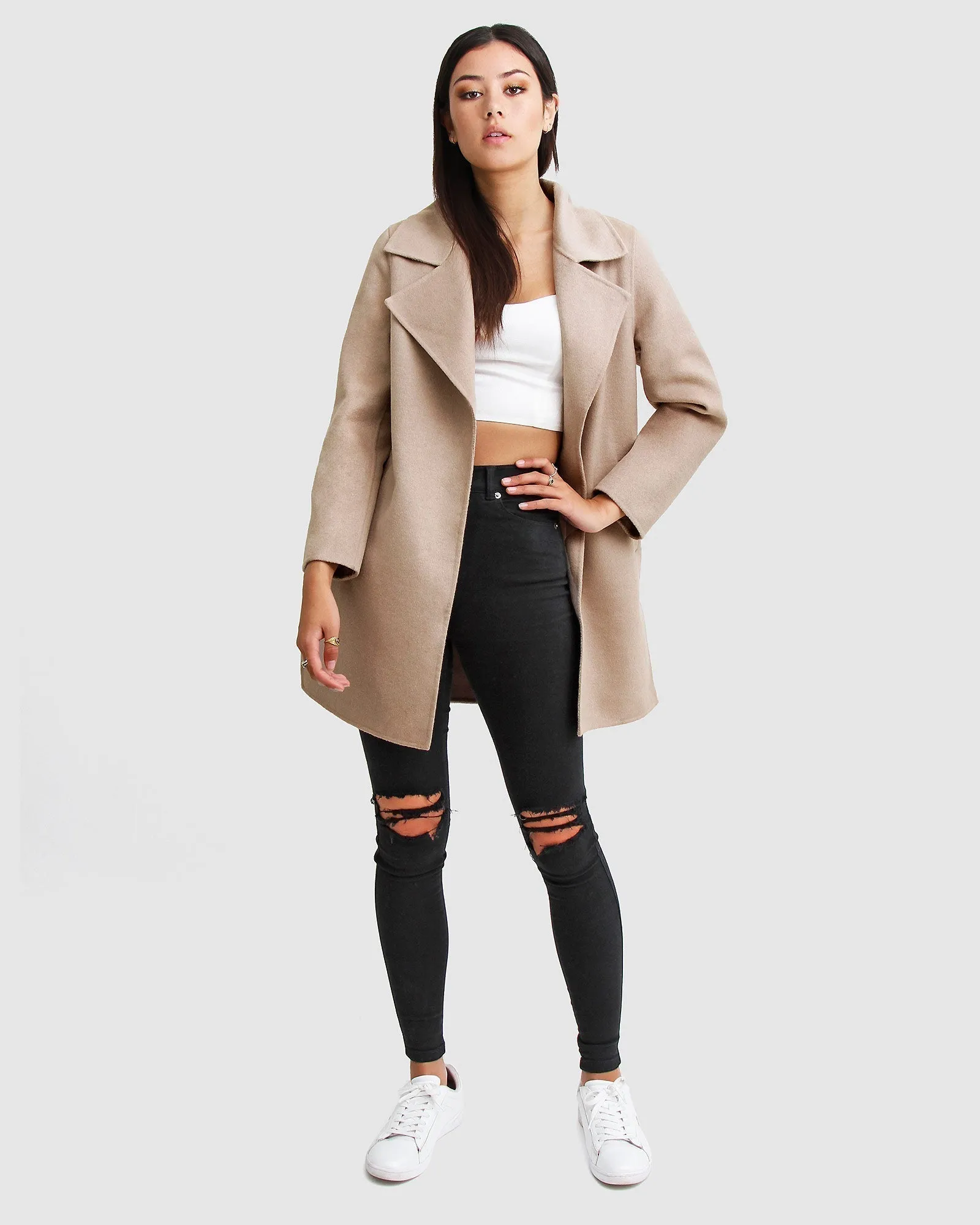 NEW FIT Ex-Boyfriend Wollmischung Übergröße Jacke - Sand