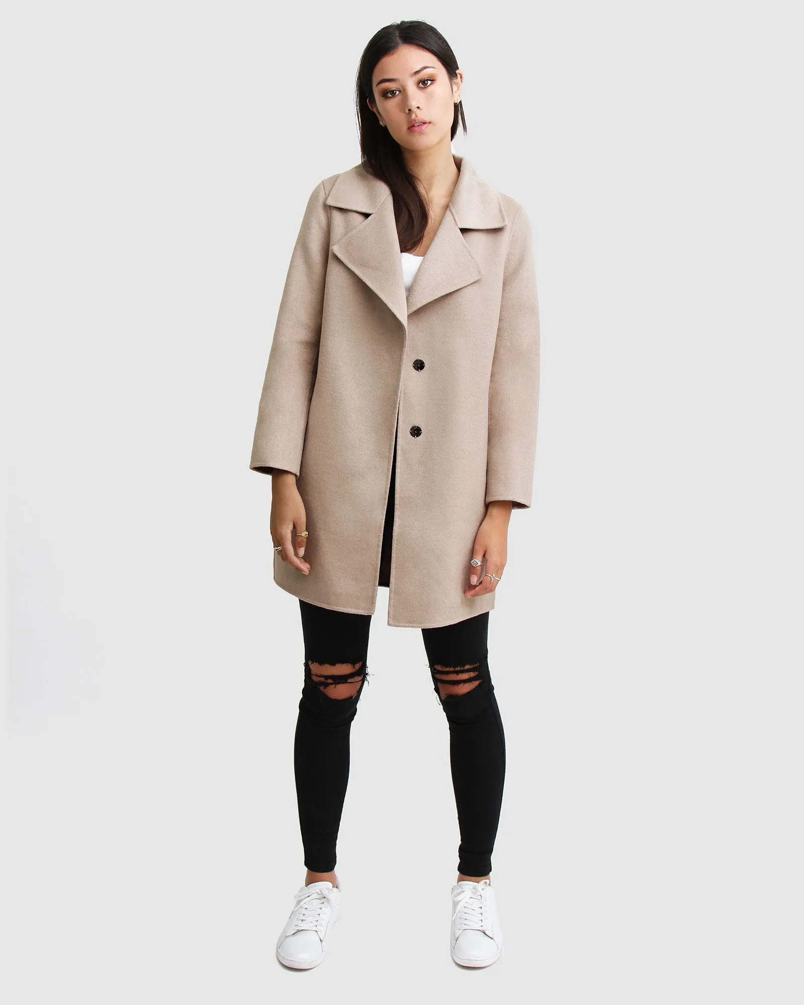 NEW FIT Ex-Boyfriend Wollmischung Übergröße Jacke - Sand