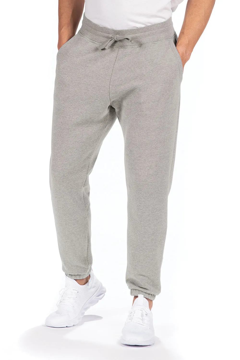 Next Level Herren Fleece-Jogginghose mit Taschen - Heather Grau