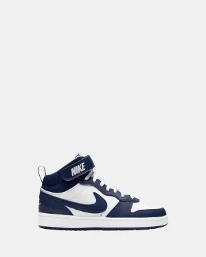 Nike Kinder Schuhe Court Borough Mid 2 Grundschule Weiß/Blau Void/Signal Blau