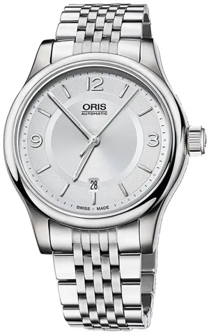 Oris Classic Date Edelstahl Automatikuhr für Herren mit silbernem Zifferblatt 733-7594-4031MB Oris Uhren