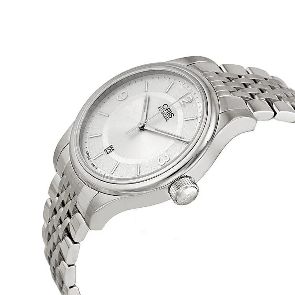 Oris Classic Date Edelstahl Automatikuhr für Herren mit silbernem Zifferblatt 733-7594-4031MB Oris Uhren