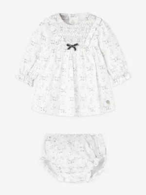 Paz Rodriguez Baby Girls Baumwollkleid mit Slip in Weiß