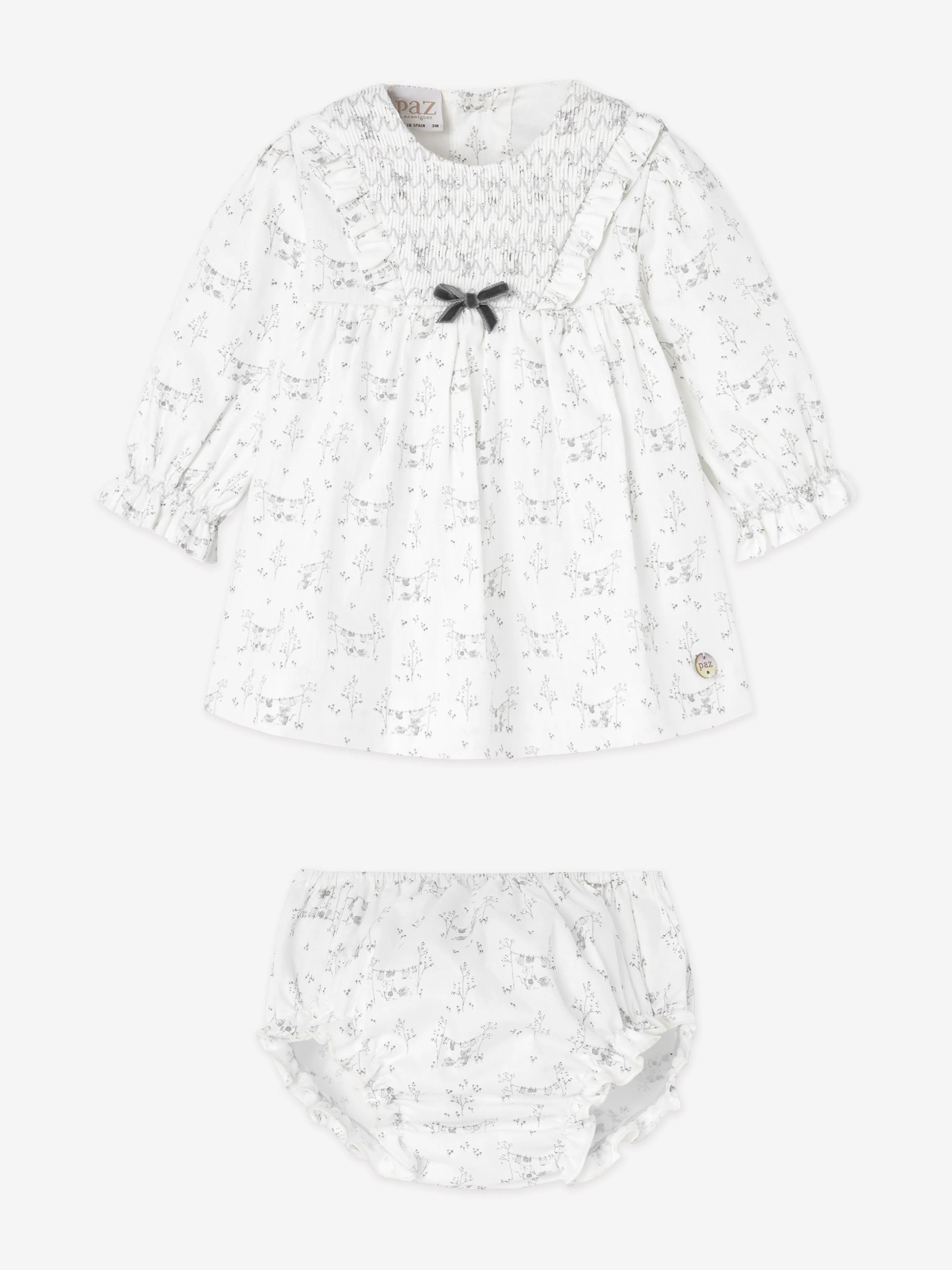 Paz Rodriguez Baby Girls Baumwollkleid mit Slip in Weiß