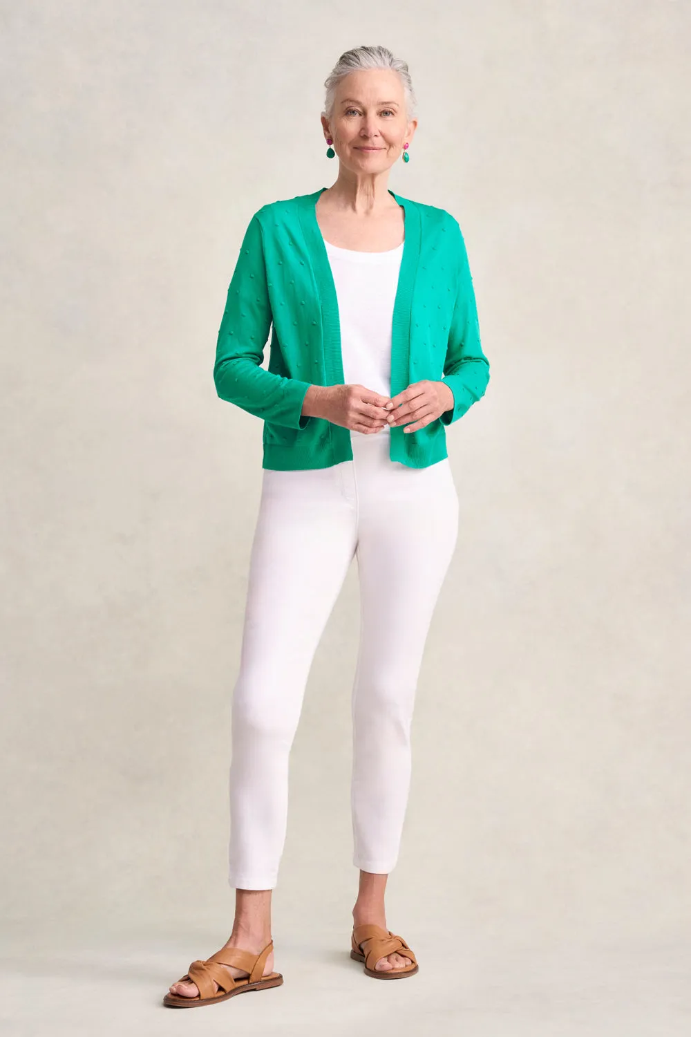 Popcorn-Cardigan - Smaragdgrün
