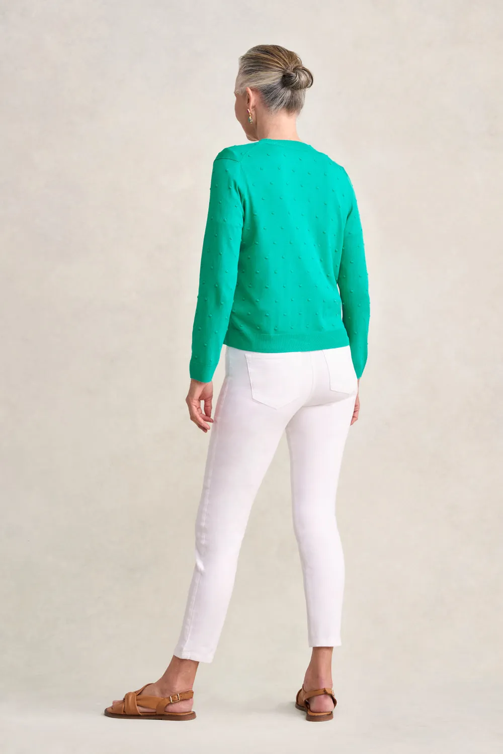 Popcorn-Cardigan - Smaragdgrün