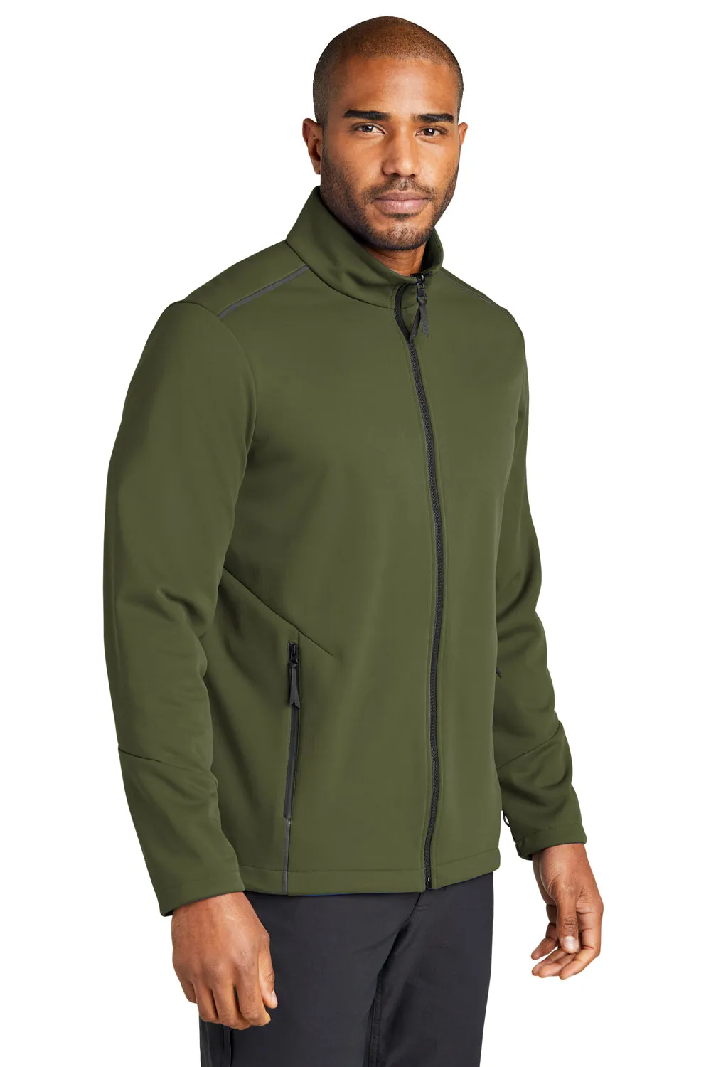 Port Authority Herren Tech wasserdichte Softshell-Jacke mit durchgehendem Reißverschluss - Olivgrün