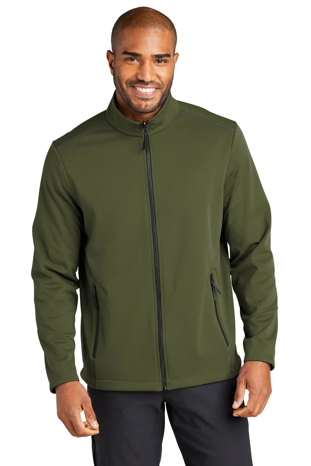 Port Authority Herren Tech wasserdichte Softshell-Jacke mit durchgehendem Reißverschluss - Olivgrün