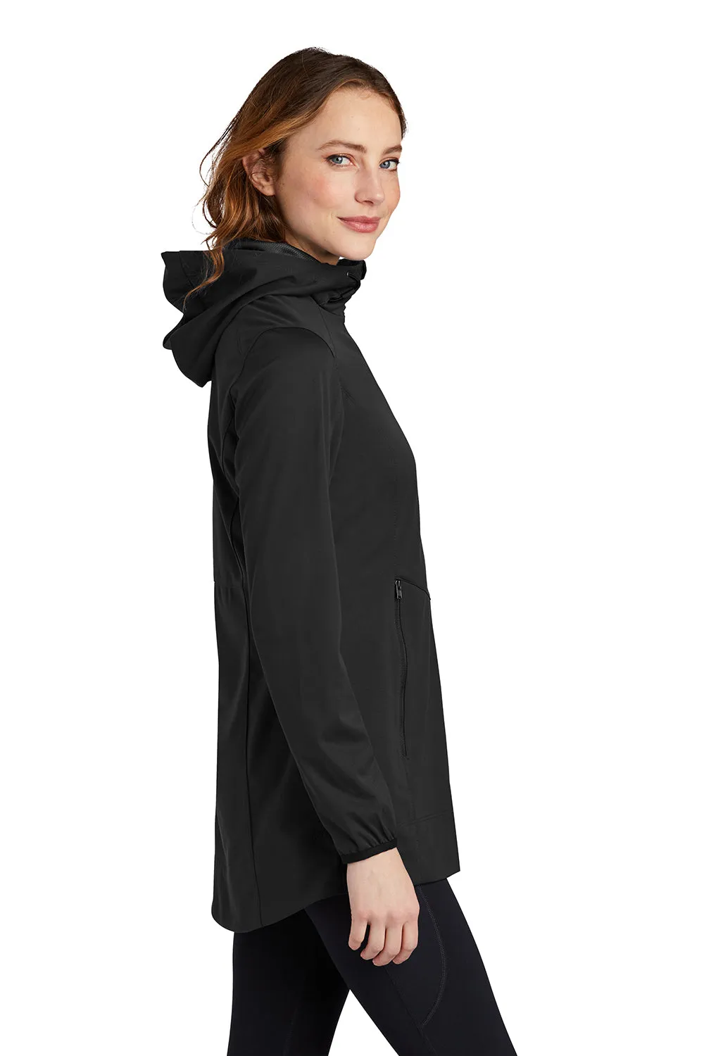 Port Authority Damen Active Wind & Water Resistant Full Zip Kapuzenjacke - Tiefschwarz