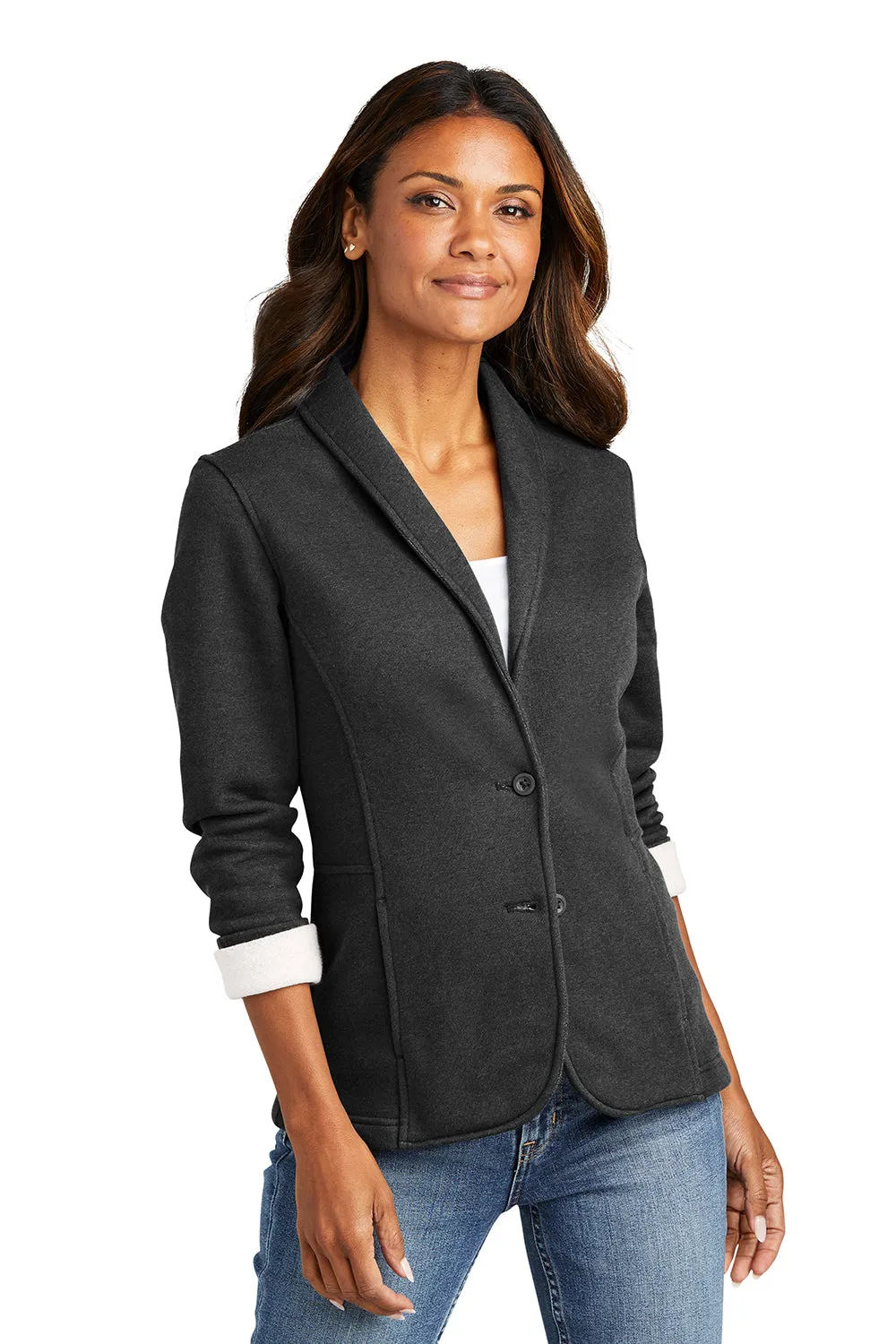 Port Authority Damen Fleece-Blazer mit Knopfleiste - Heather Dunkelgrau - Ausverkauf