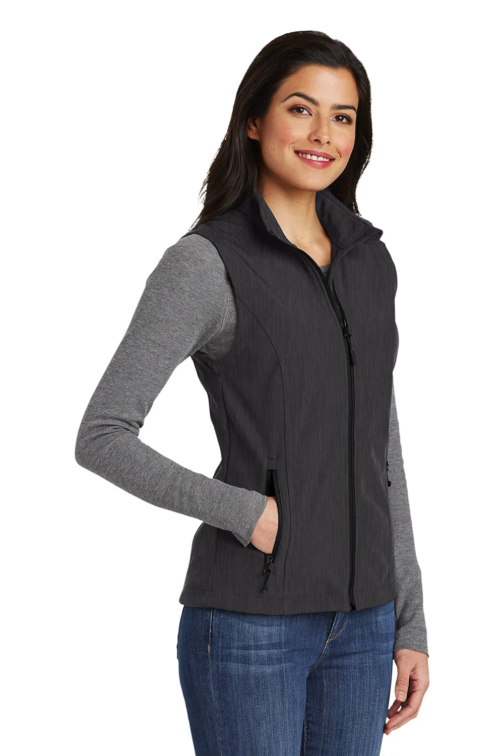 Port Authority Damen Core Wind- & wasserabweisende Weste mit Reißverschluss - Heather Charcoal Schwarz